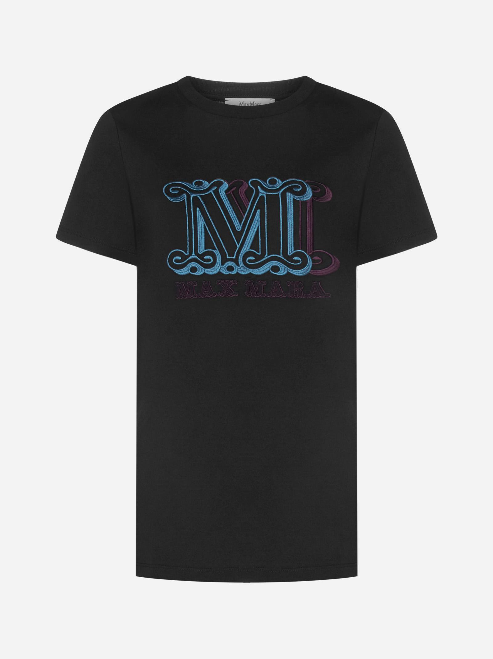 Max Mara Agro Logo Cotton T-shirt in Black | Lyst