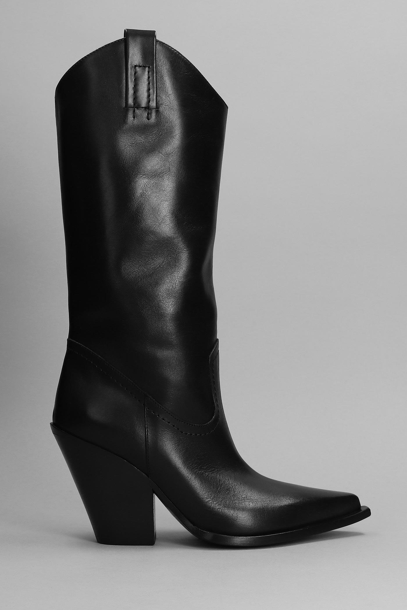 Elena Iachi Texan Boots In Black Leather | Lyst