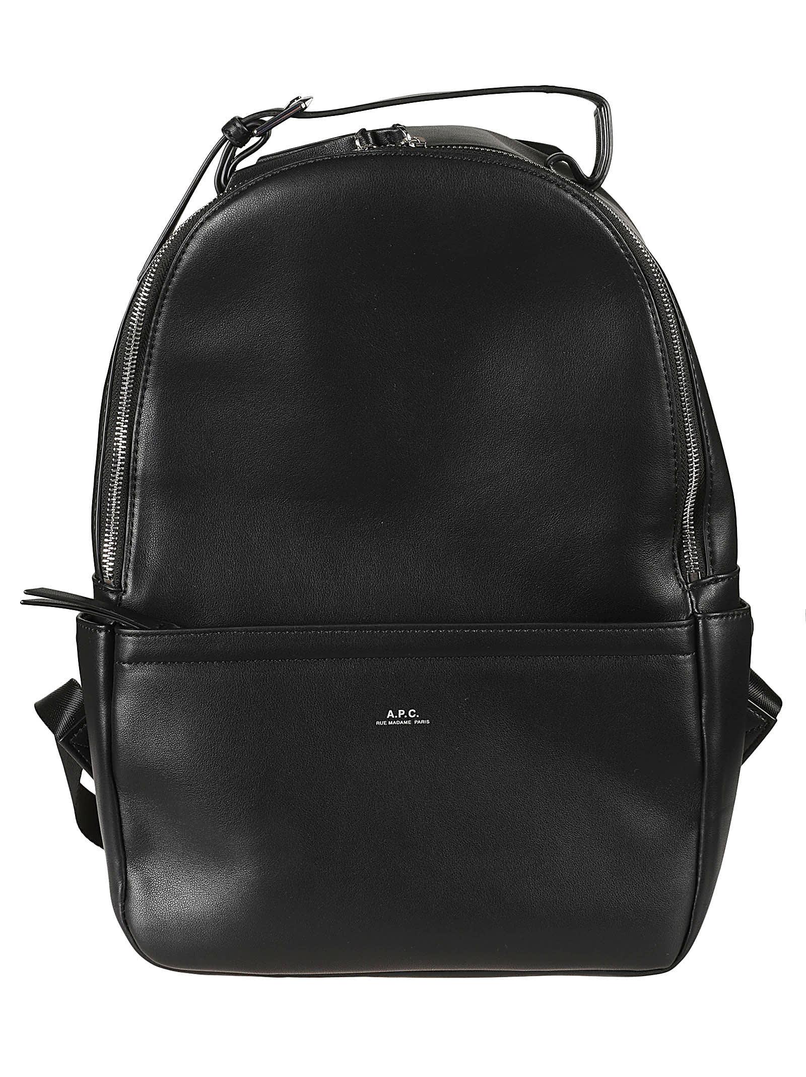 A.P.C. Logo Stamp Zipped Backpack in Black for Men | Lyst