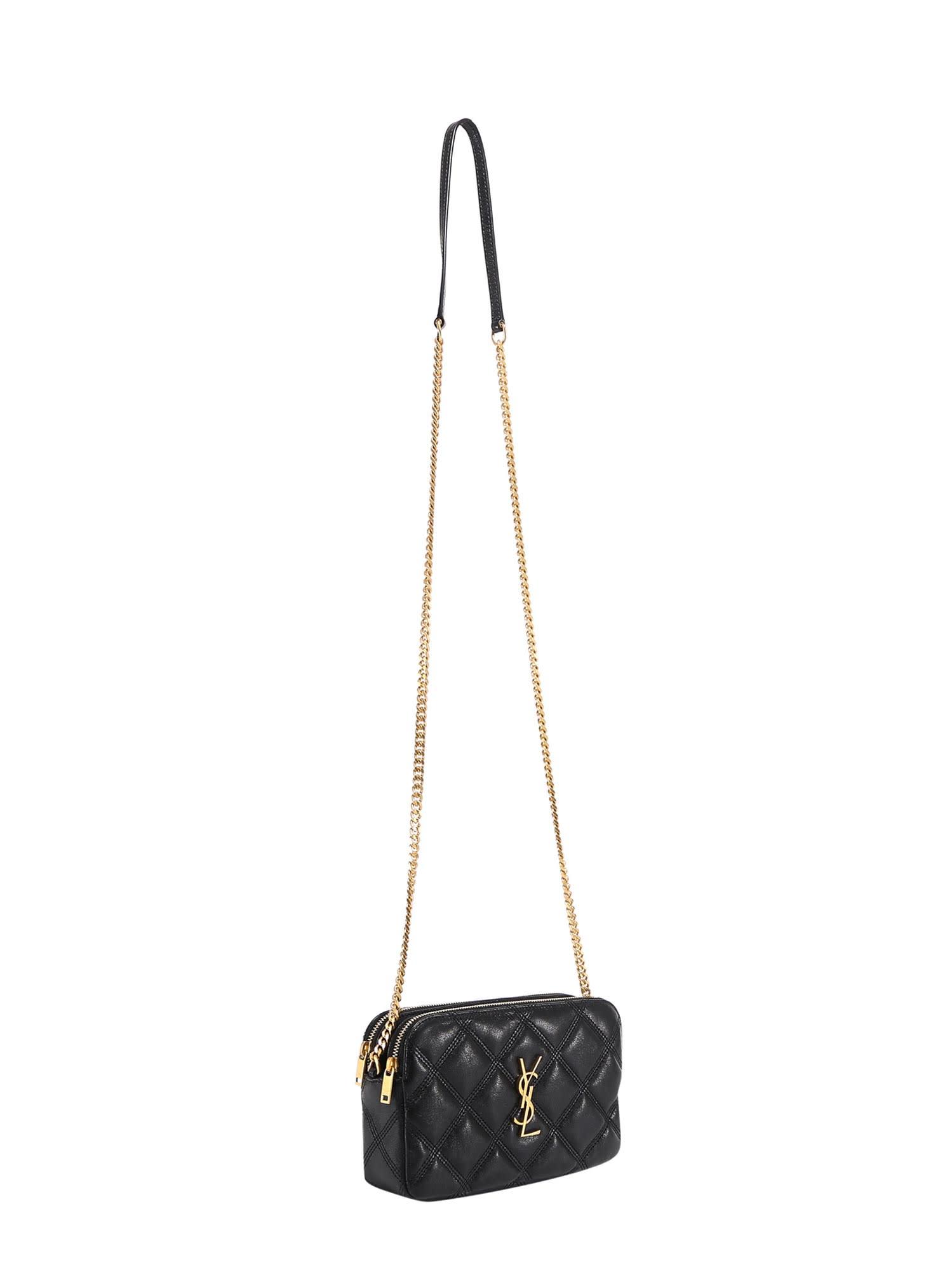 Saint Laurent Womens Black Gold Becky Leather Camera Bag Lyst