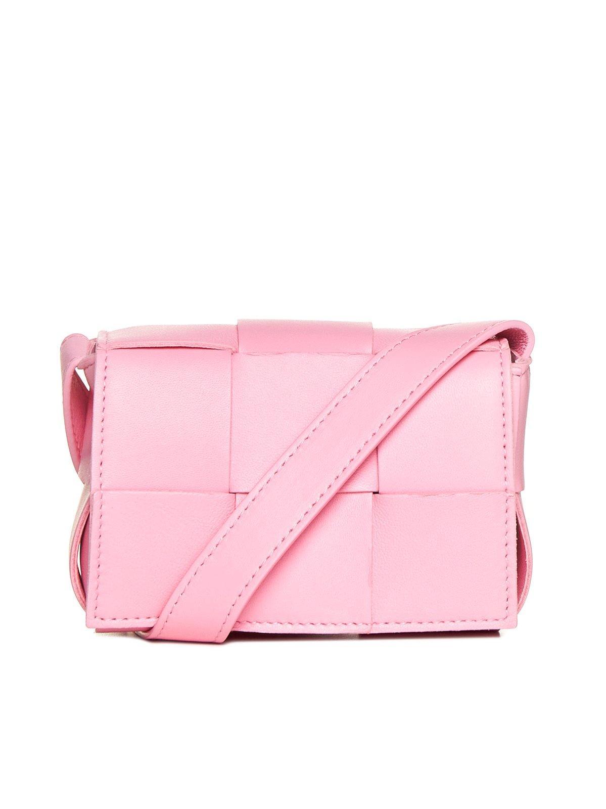 Bottega Mini Cassette Intreccio Leather Bag in Pink Lyst