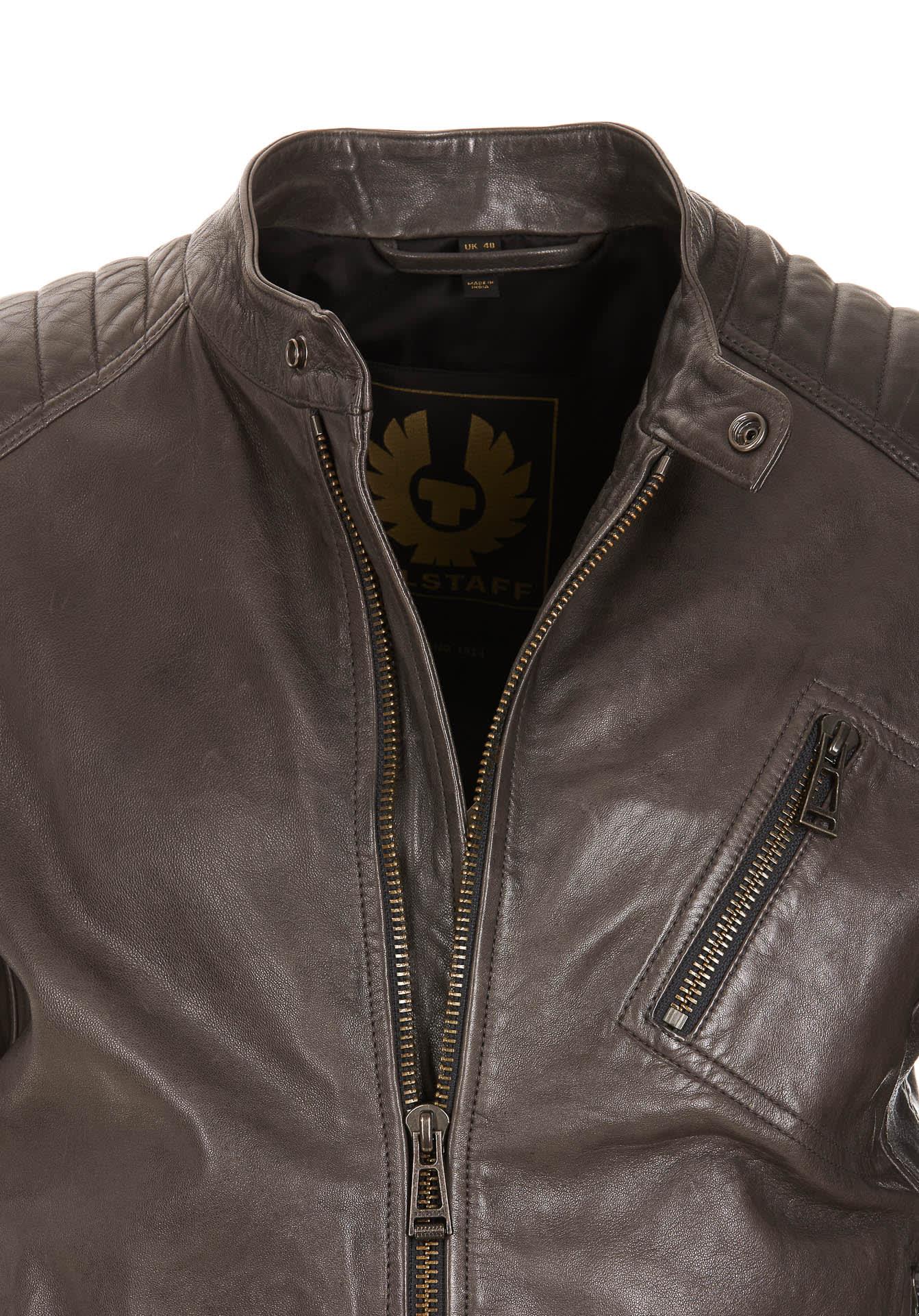 Belstaff Leather Racer 2.0 Jacket in Grey (Gray) for Men | Lyst