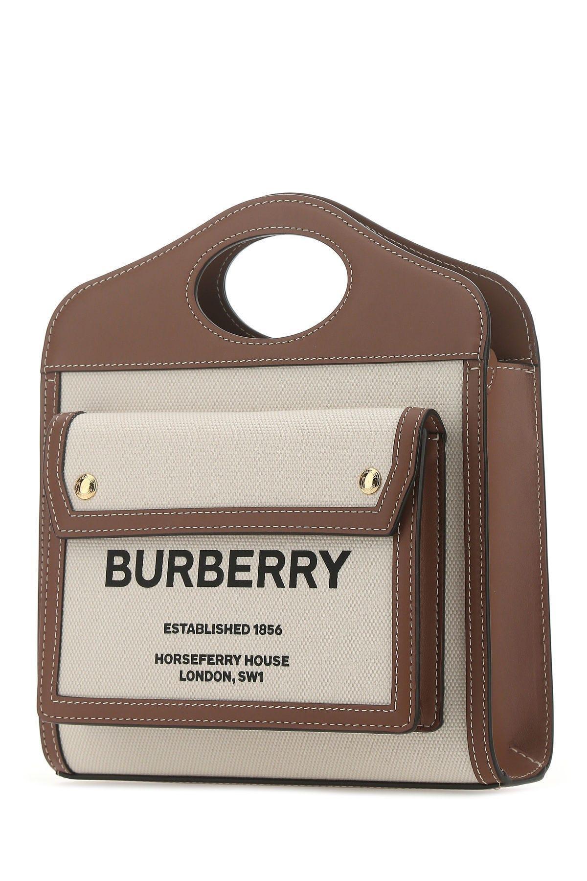 Burberry Mini Frances Two-Tone Grainy Leather Handbag