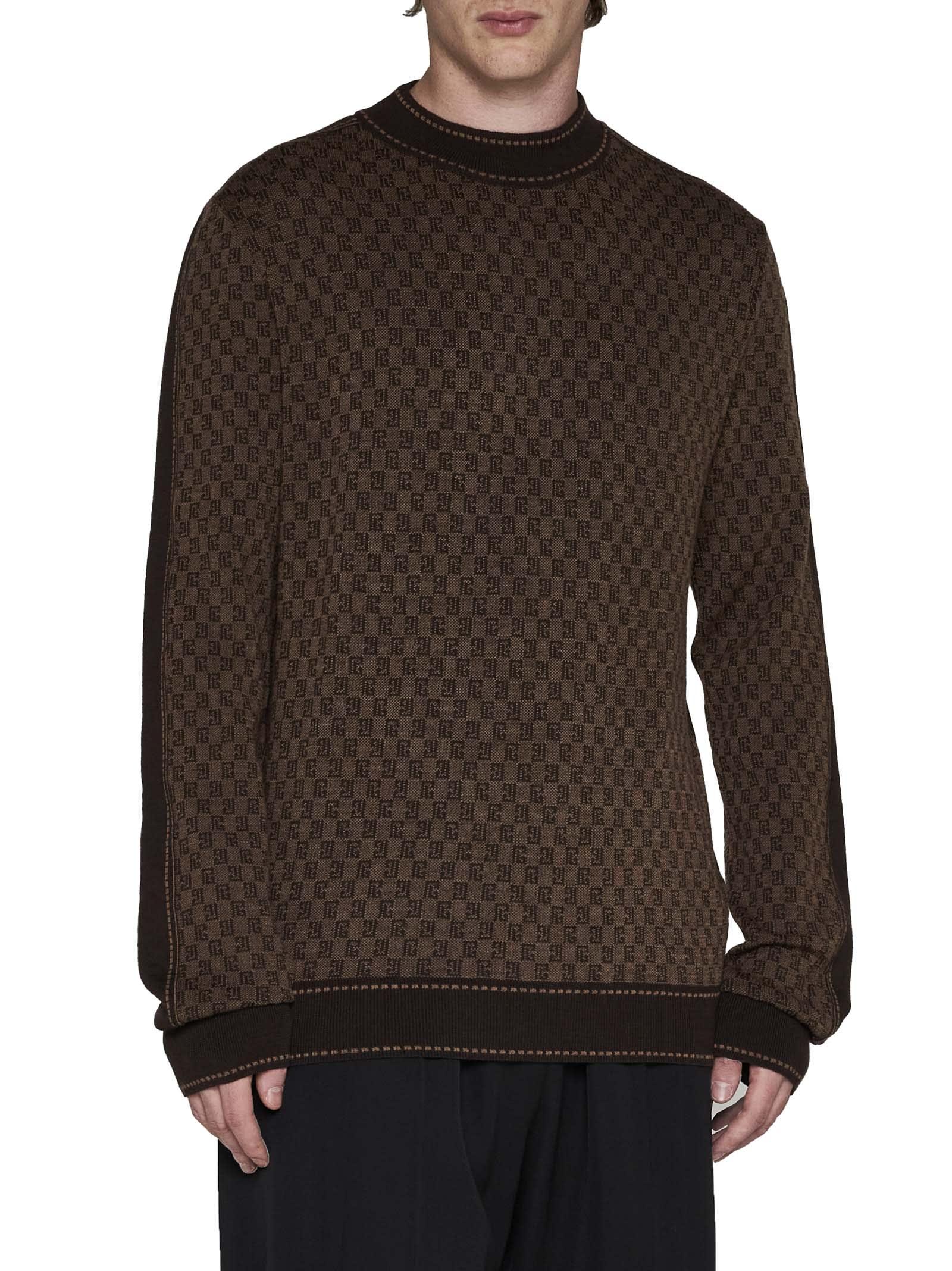 Balmain Mini Monogram Jacquard Sweater in Brown for Men | Lyst
