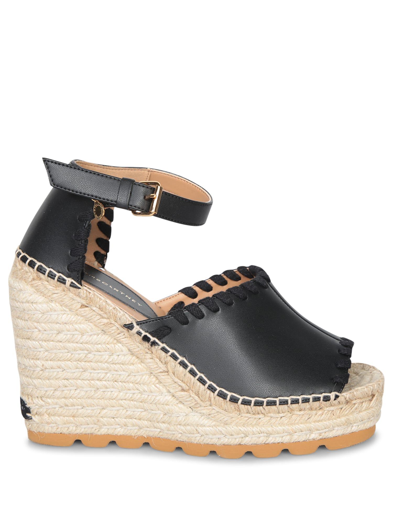 ★Stella McCartney★Gaia Alterマット ウェッジサンダル Stella McCartney Black Gaia Brushed Alter Mat Sandals Stella