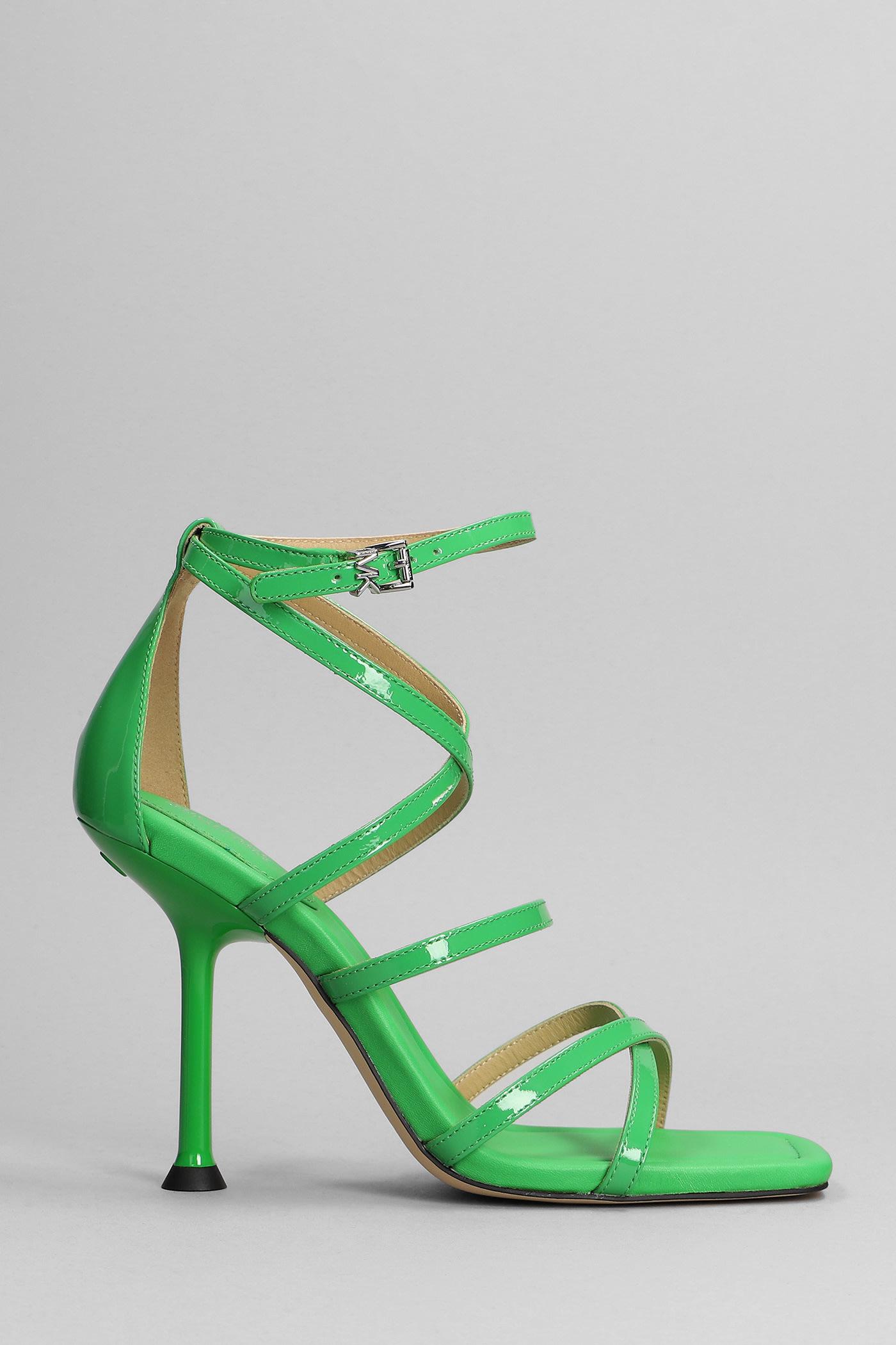 Michael Kors Imani Strappy Sandals In Green Patent Leather | Lyst