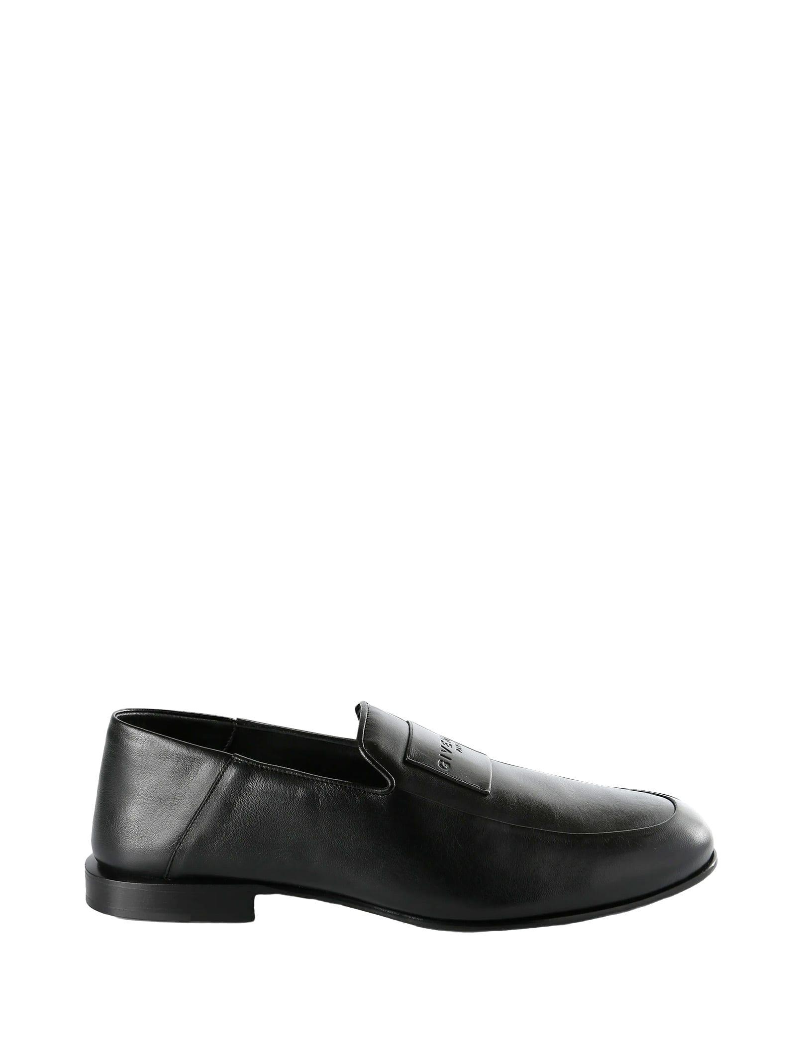 Givenchy Men\'s Black Slip-On Deck Logo Loafers Label loafers in leather and canvas - black/natural in  main image 3
