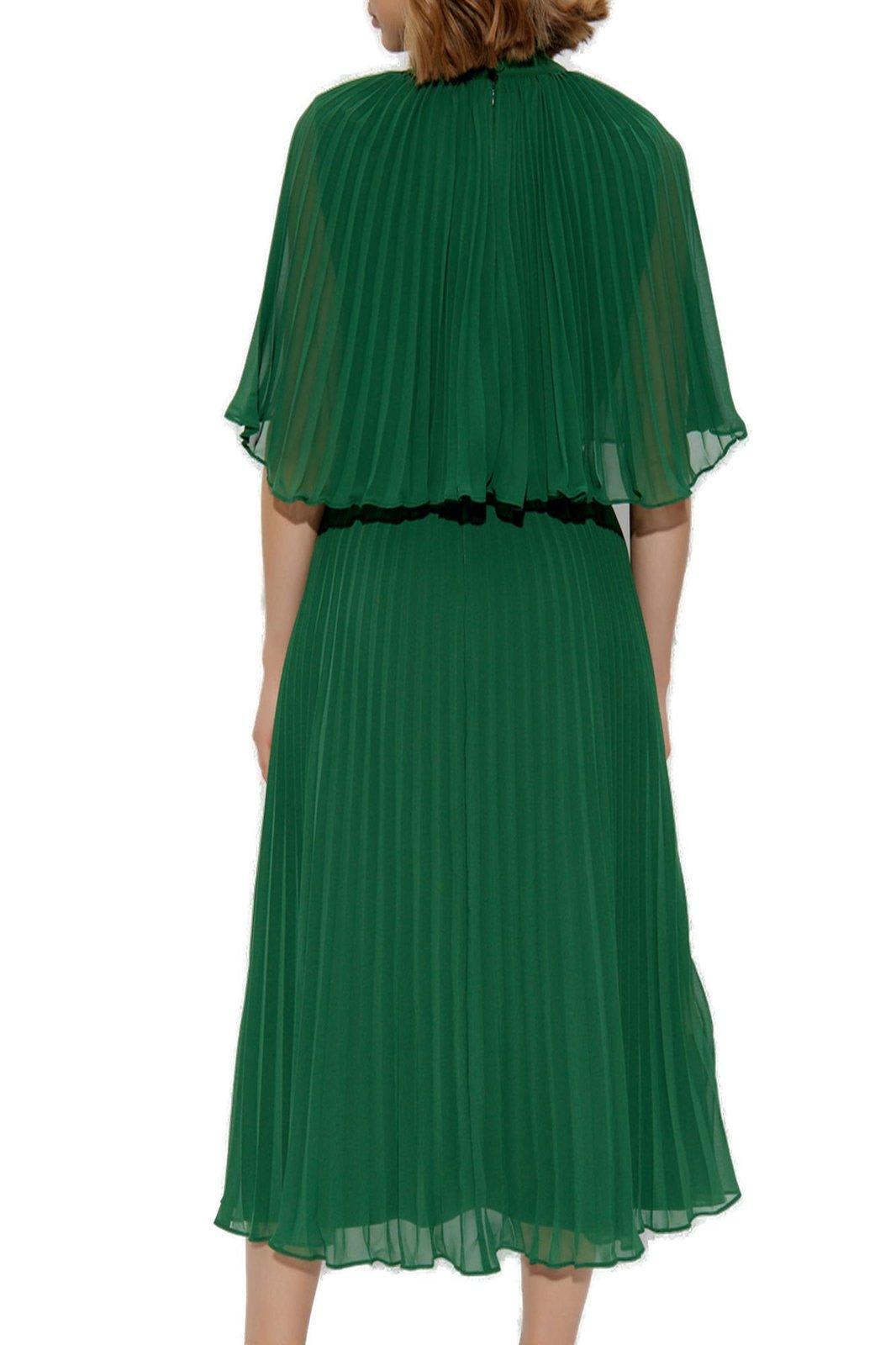 self portrait green pleated dress Green Chiffon Midi Dress – self-portrait-US