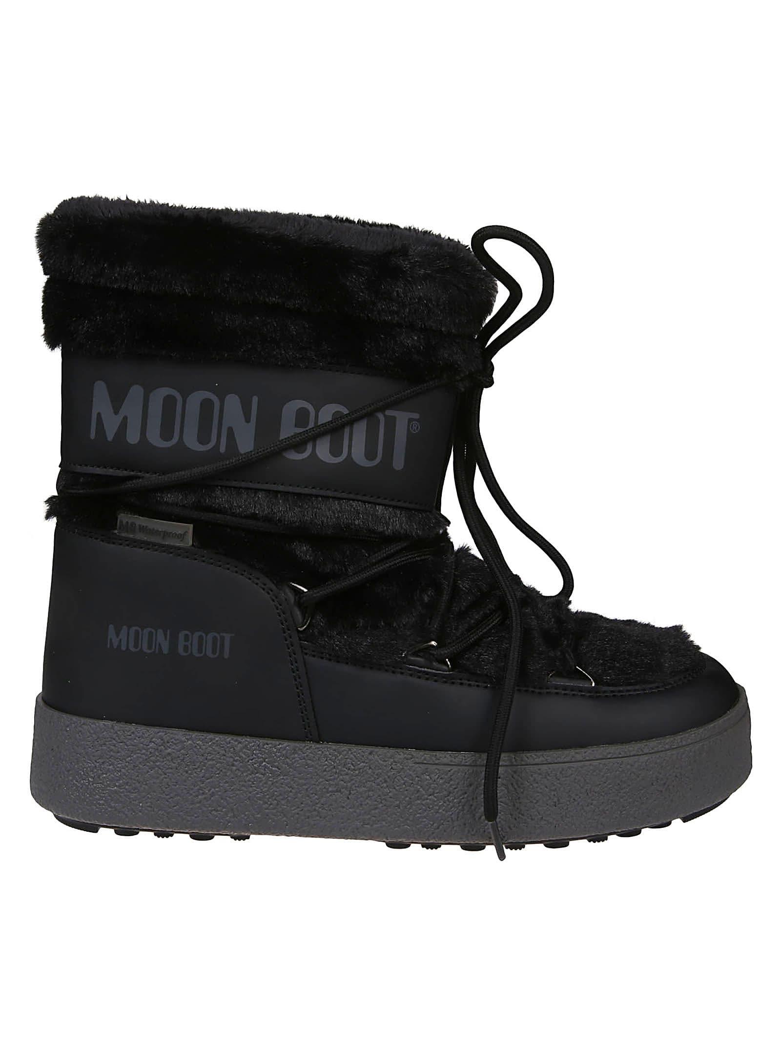 Moon Boot Ltrack Faux Fur Boots in Black | Lyst