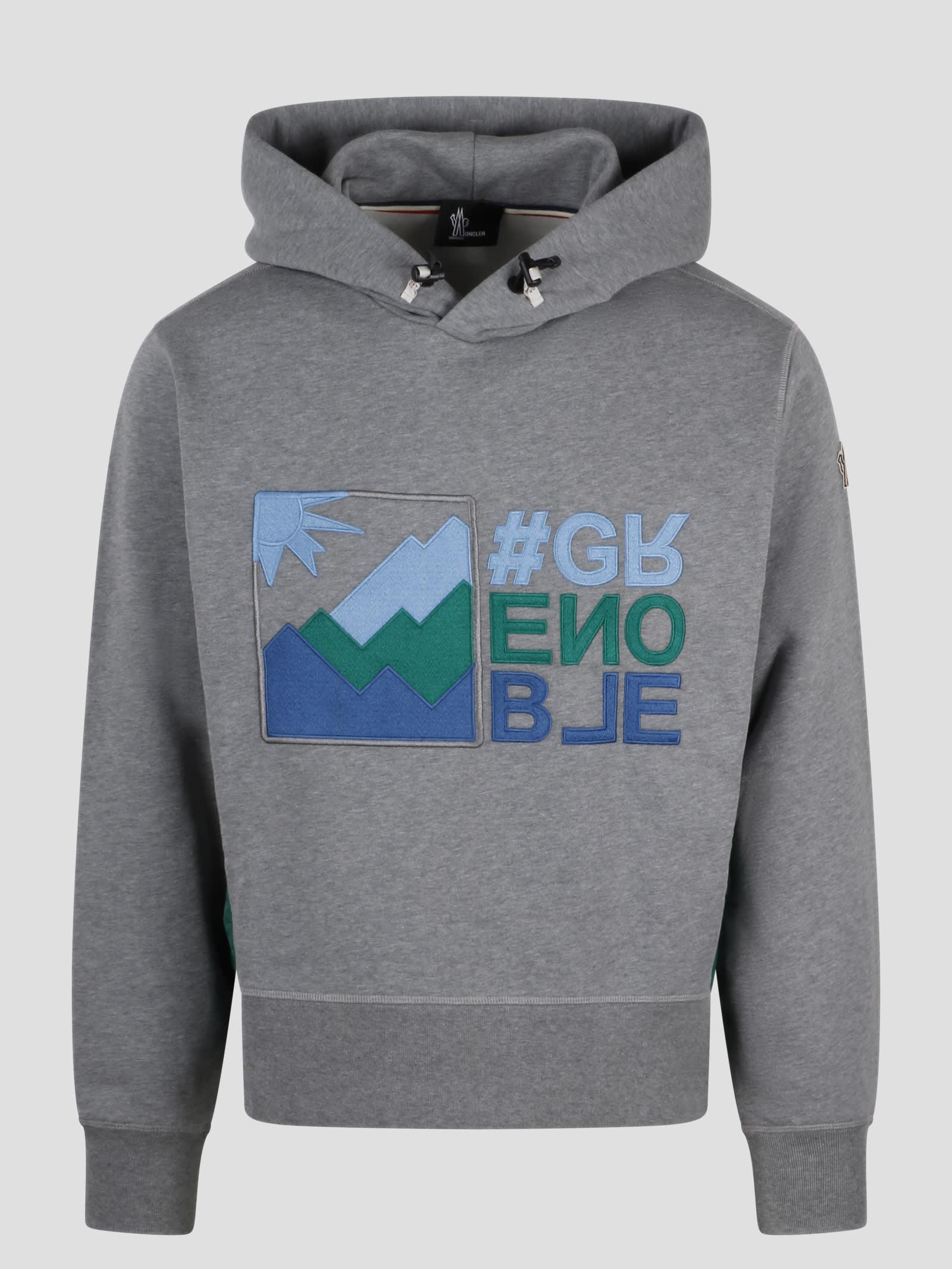 3 MONCLER GRENOBLE Mountain Logo Hoodie in Gray for Men | Lyst