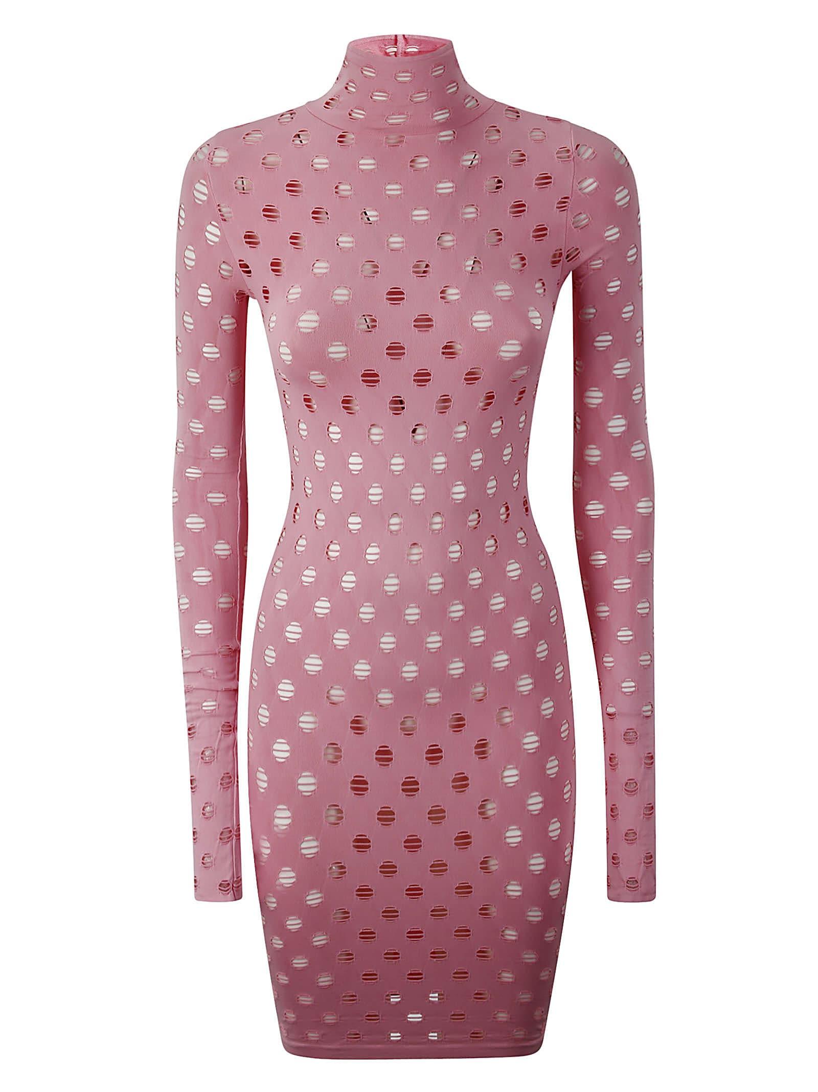 Maisie Wilen Perforated Turtleneck Dress in Pink | Lyst