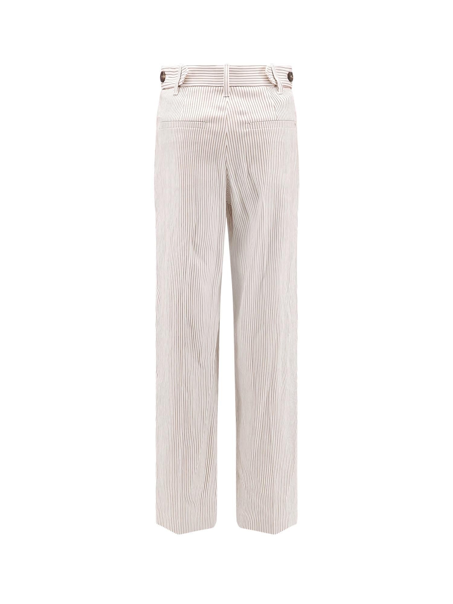 パンツ Brunello Cucinelli Striped Linen And Cotton Trousers BRUNELLO CUCINELLI Cropped striped linen and cotton-blend