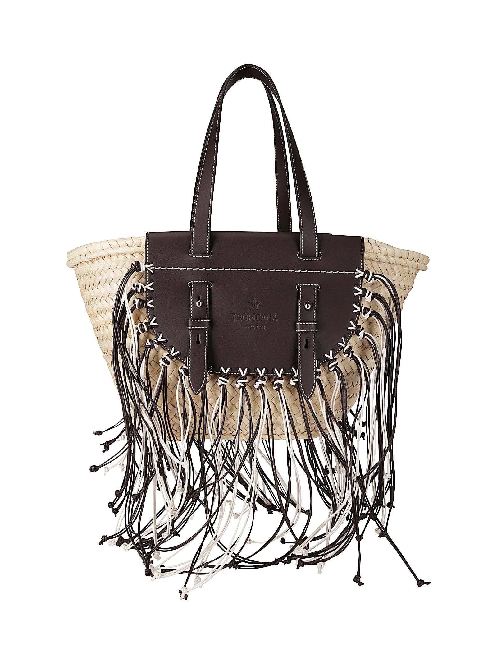 トートバッグ Cuba Lab Cuba Lab Handbag With Woven Straw Base ARossGirl x Cuba Lab Habanera Baby Straw Drawstring Tote Bag