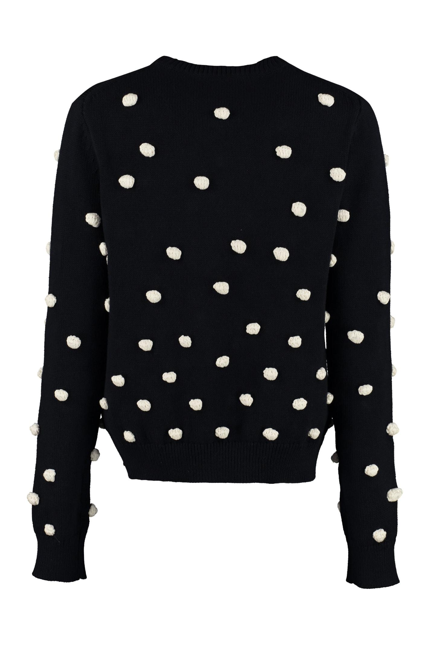 Tory Burch Wool Tricot Sweater With Pom 