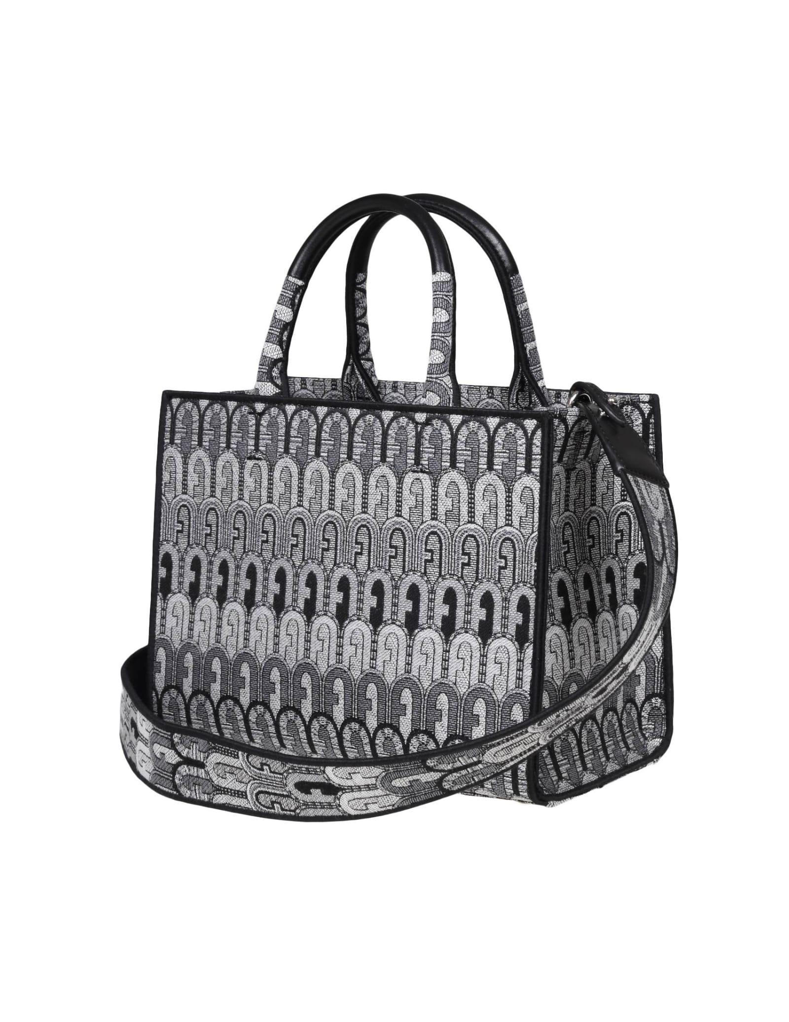 Furla Opportunity S Shopping Bag In Jacquard Fabric in White