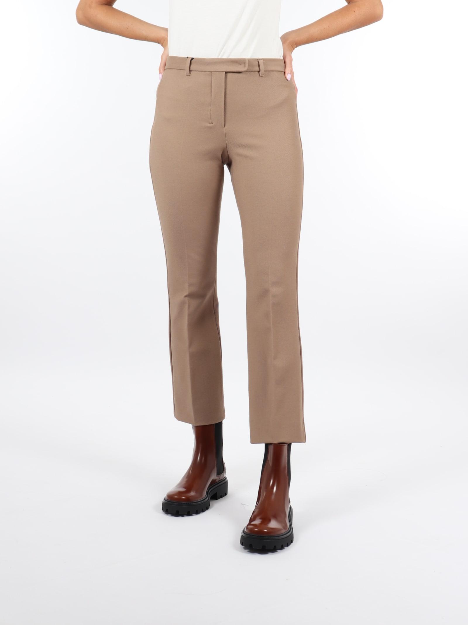 Womens Clothing Trousers Slacks and Chinos Capri and cropped trousers Max Mara Umanita Classic Cotton Blend Pants in Camel Natural 