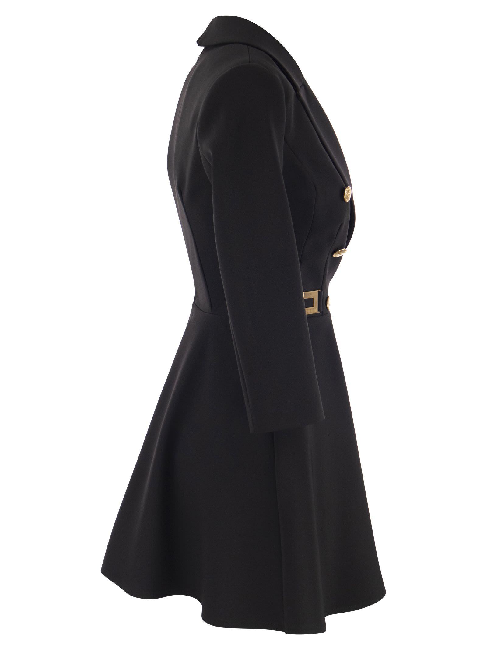 Elisabetta Franchi Robe-manteau In Double Crepe With Godet Skirt in Black |  Lyst