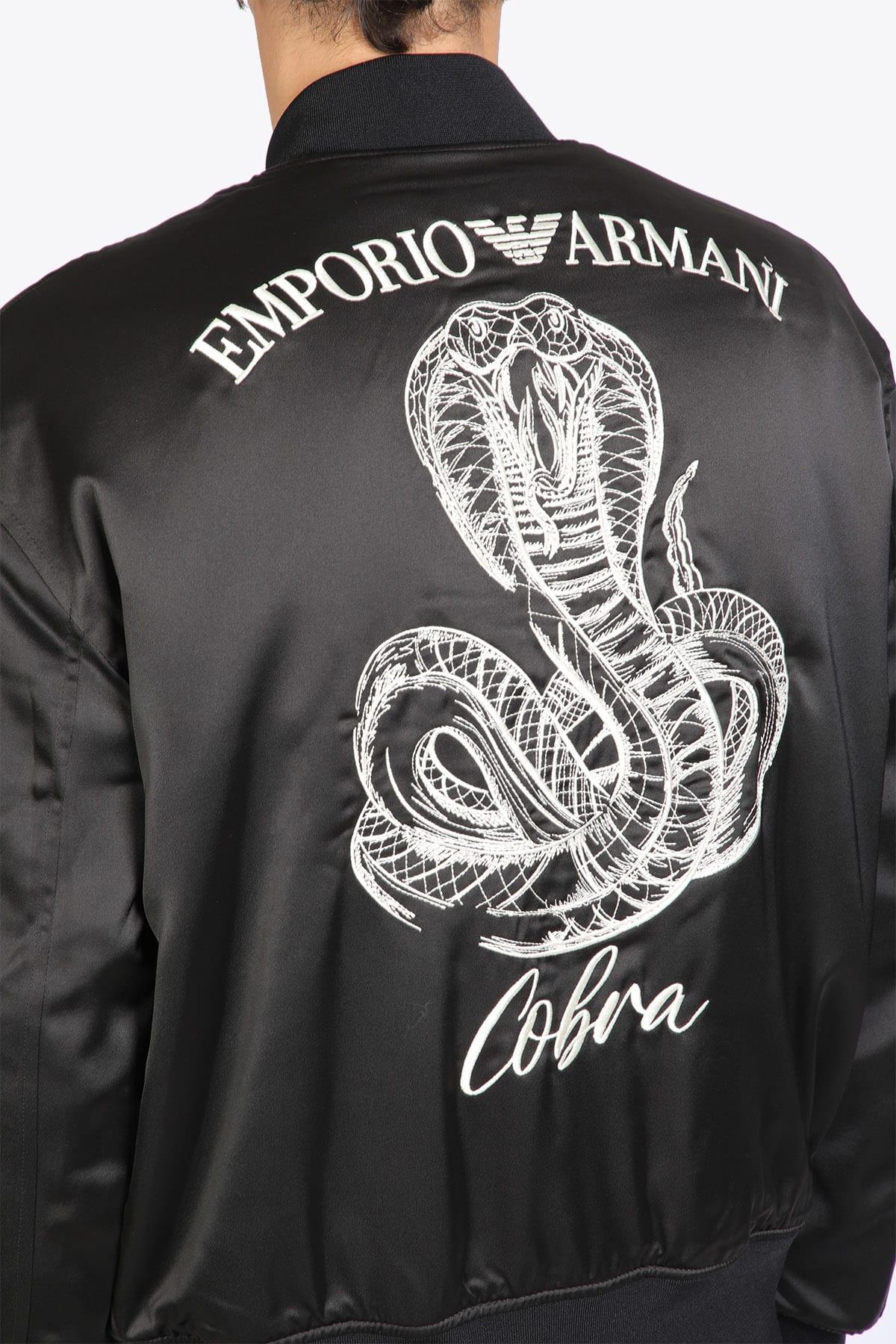 Emporio Armani Men's embossed-monogram Zipped Bomber Jacket - Black - Casual Jackets