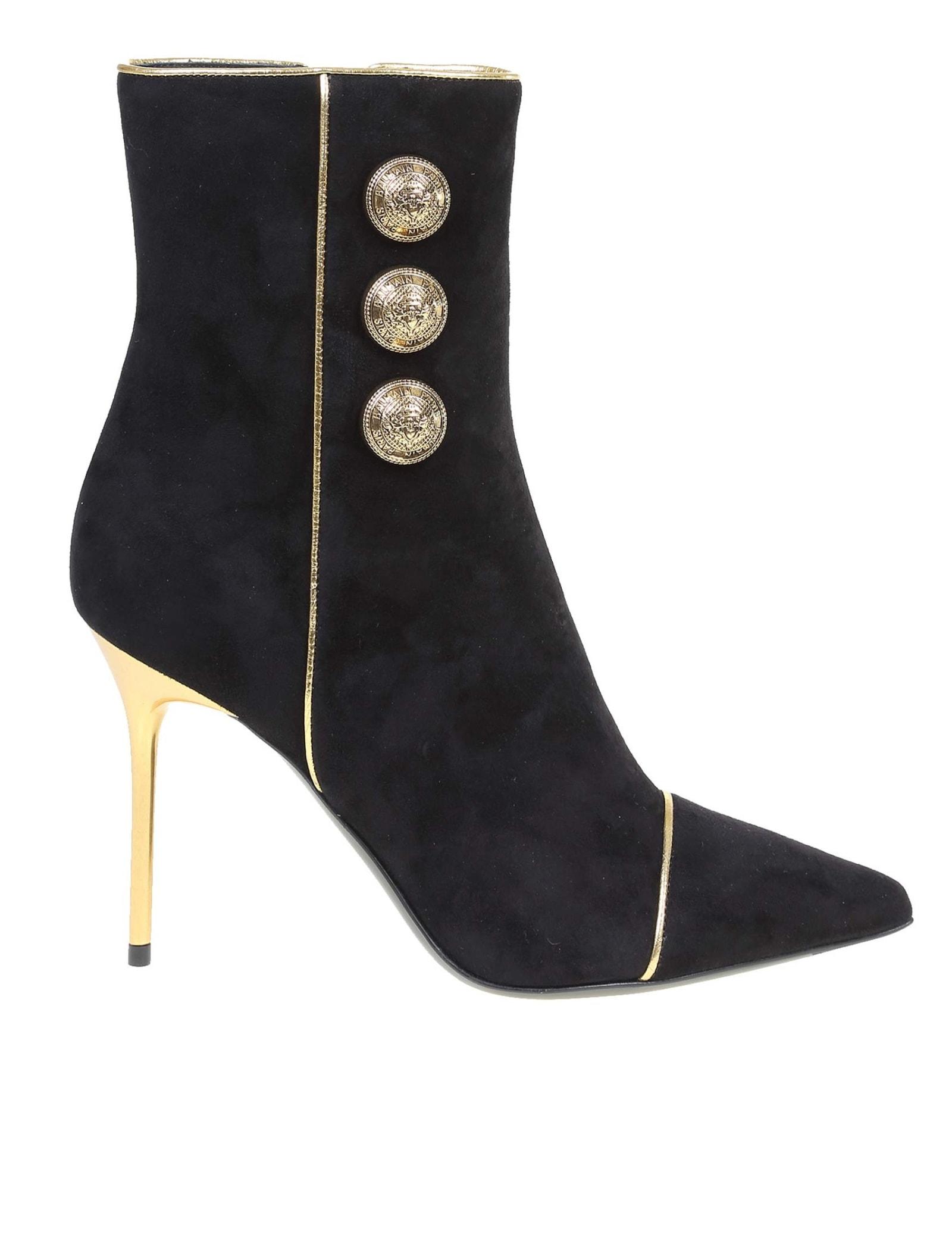 Balmain Roni Boots In Suede in Black/Gold (Black) - Save 46% | Lyst UK