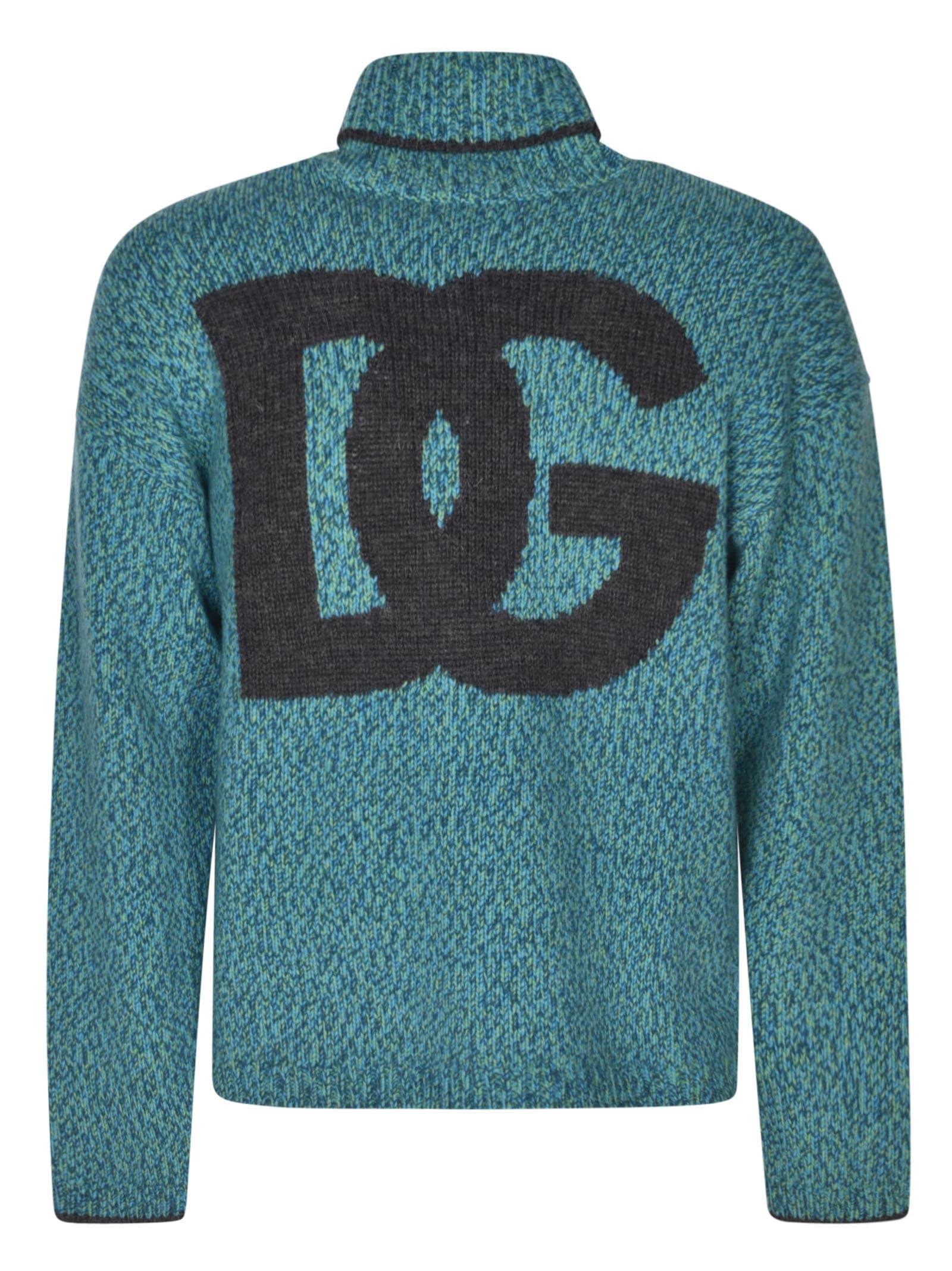 Dolce & Gabbana Dg Logo Turtleneck Sweater in Blue for Men | Lyst