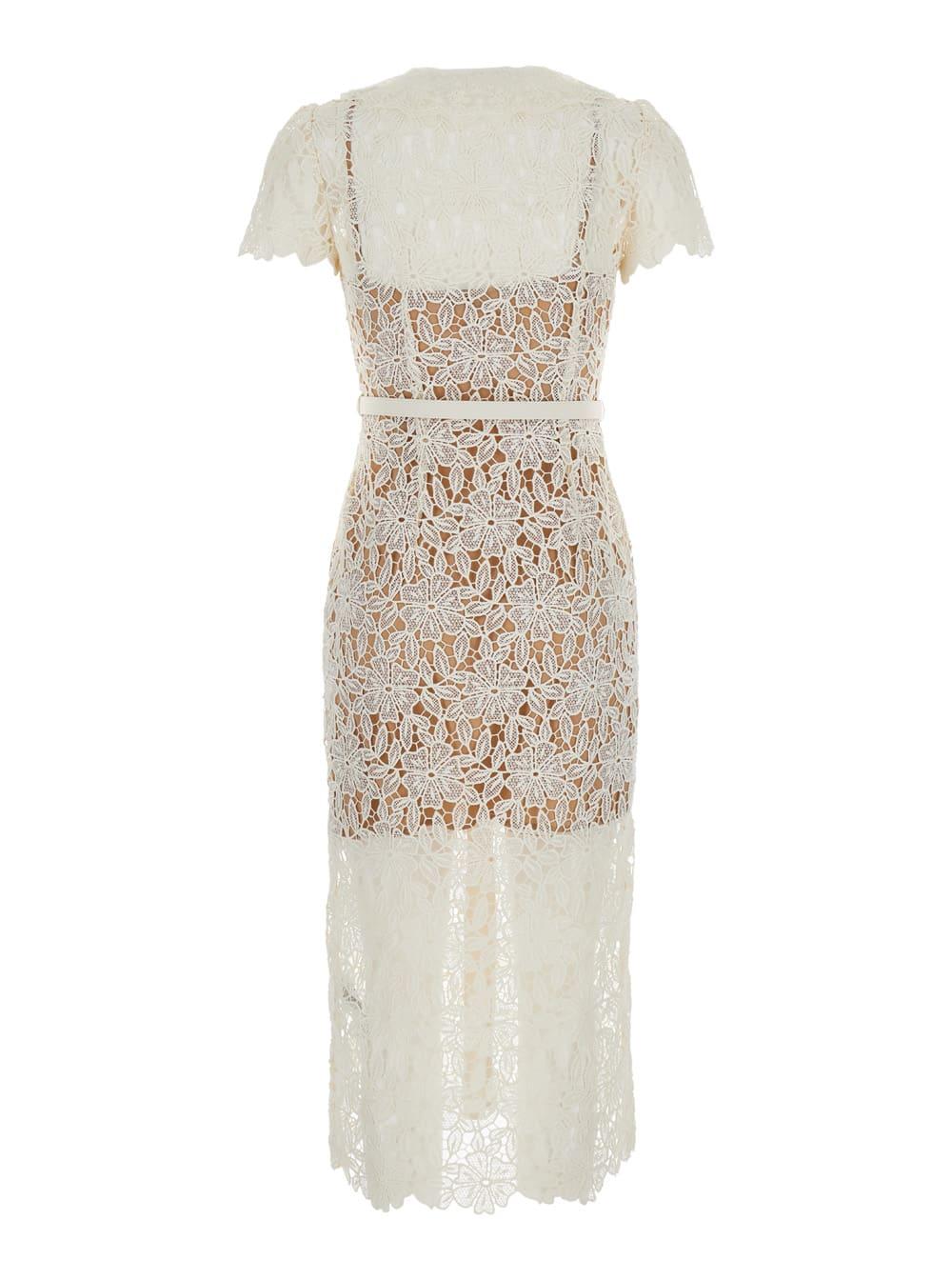 Self-Portrait Double-Layer Midi Dress in White | Lyst Self-Portrait Double-Layer Midi Dress in White | Lyst