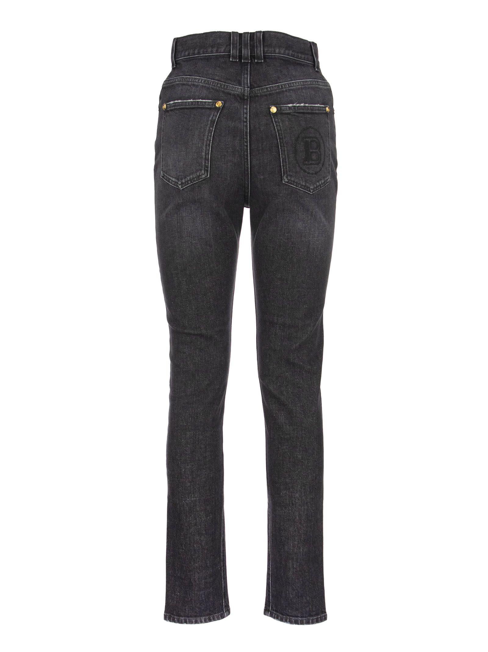 Balmain Denim High Waist Skinny Jeans in Black - Lyst