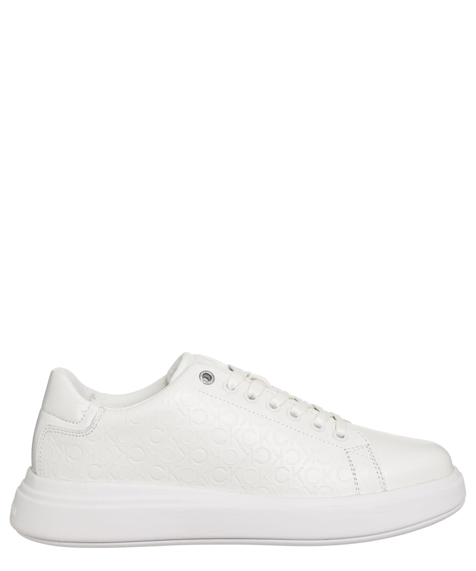 Calvin klein hot sale white leather sneakers