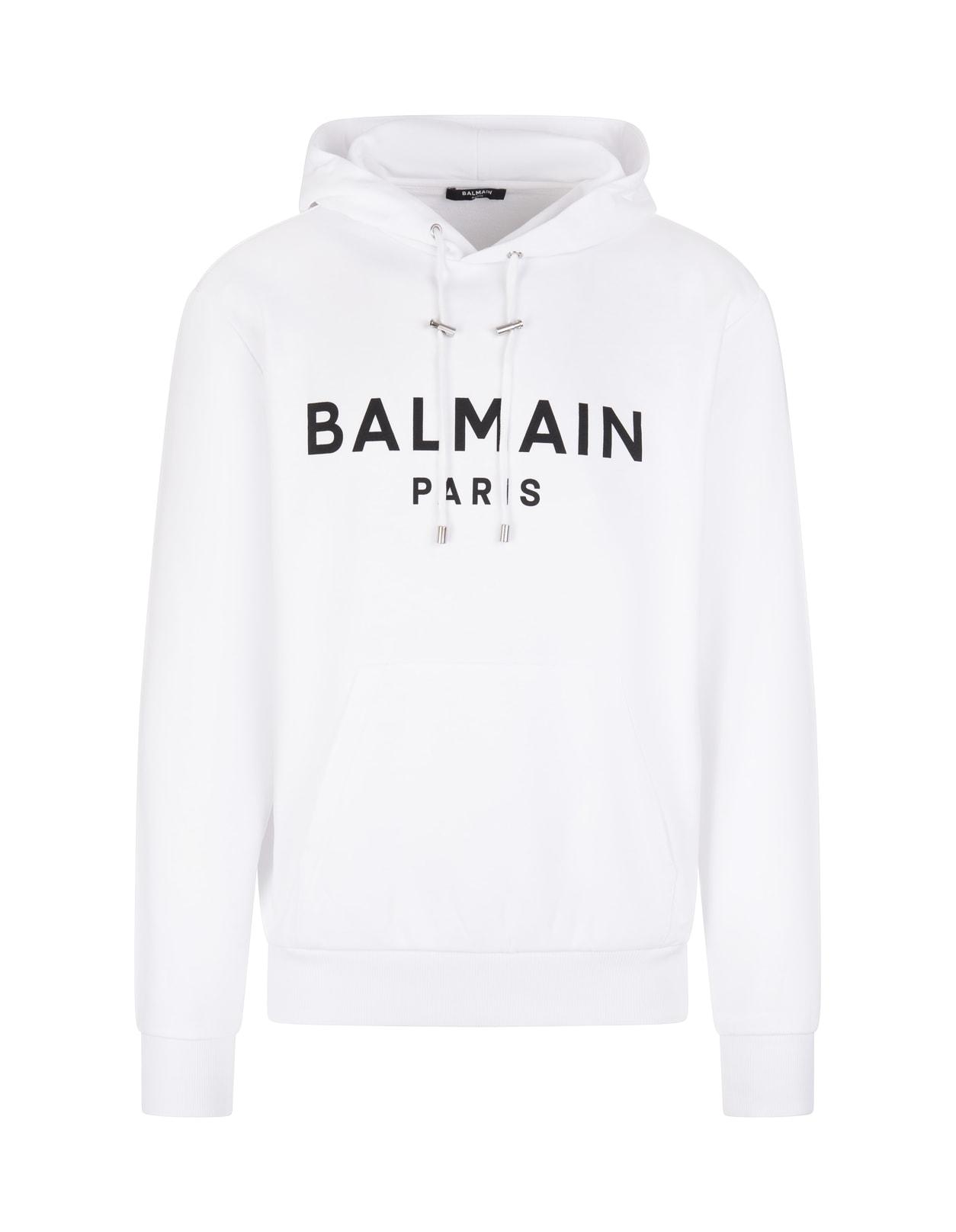 Balmain White Hoodie With Contrast Logo for Men | Lyst