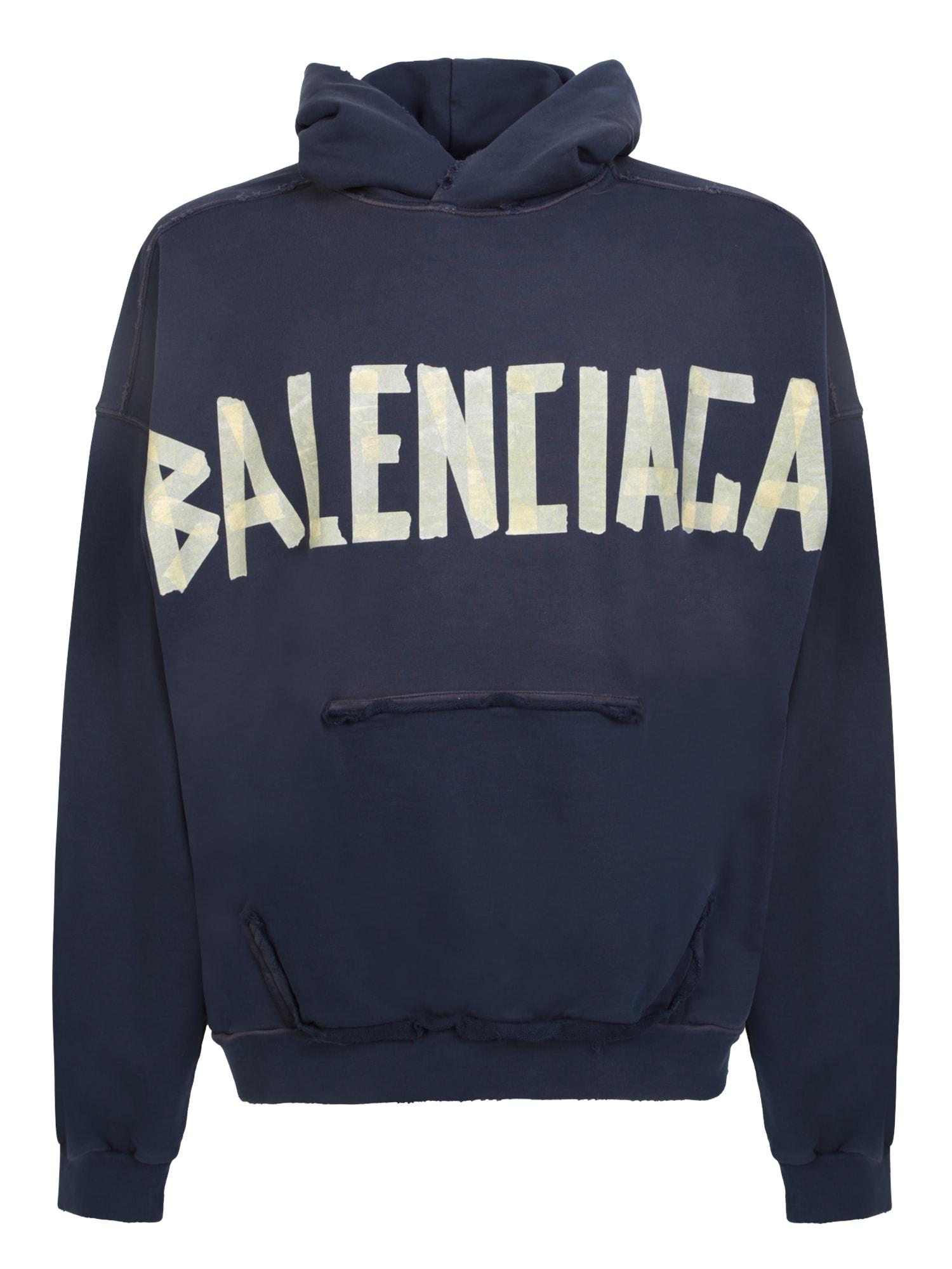 Balenciaga Blue Ripped Pocket Tape Type Hoodie for Men | Lyst Balenciaga Blue Ripped Pocket Tape Type Hoodie for Men | Lyst
