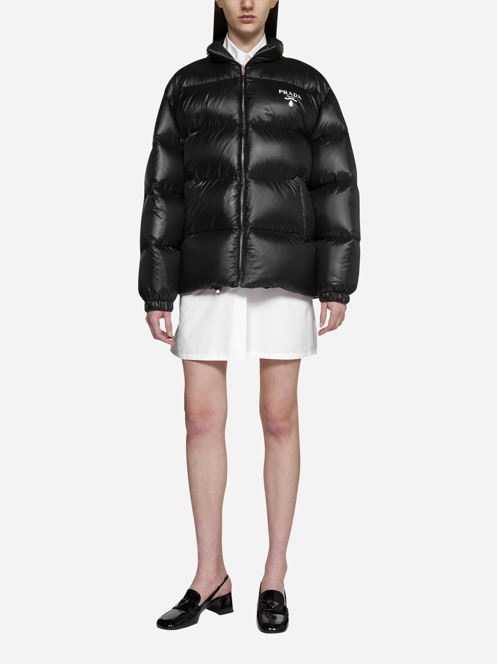 Prada Quilted Re-nylon Down Jacket in Black | Lyst