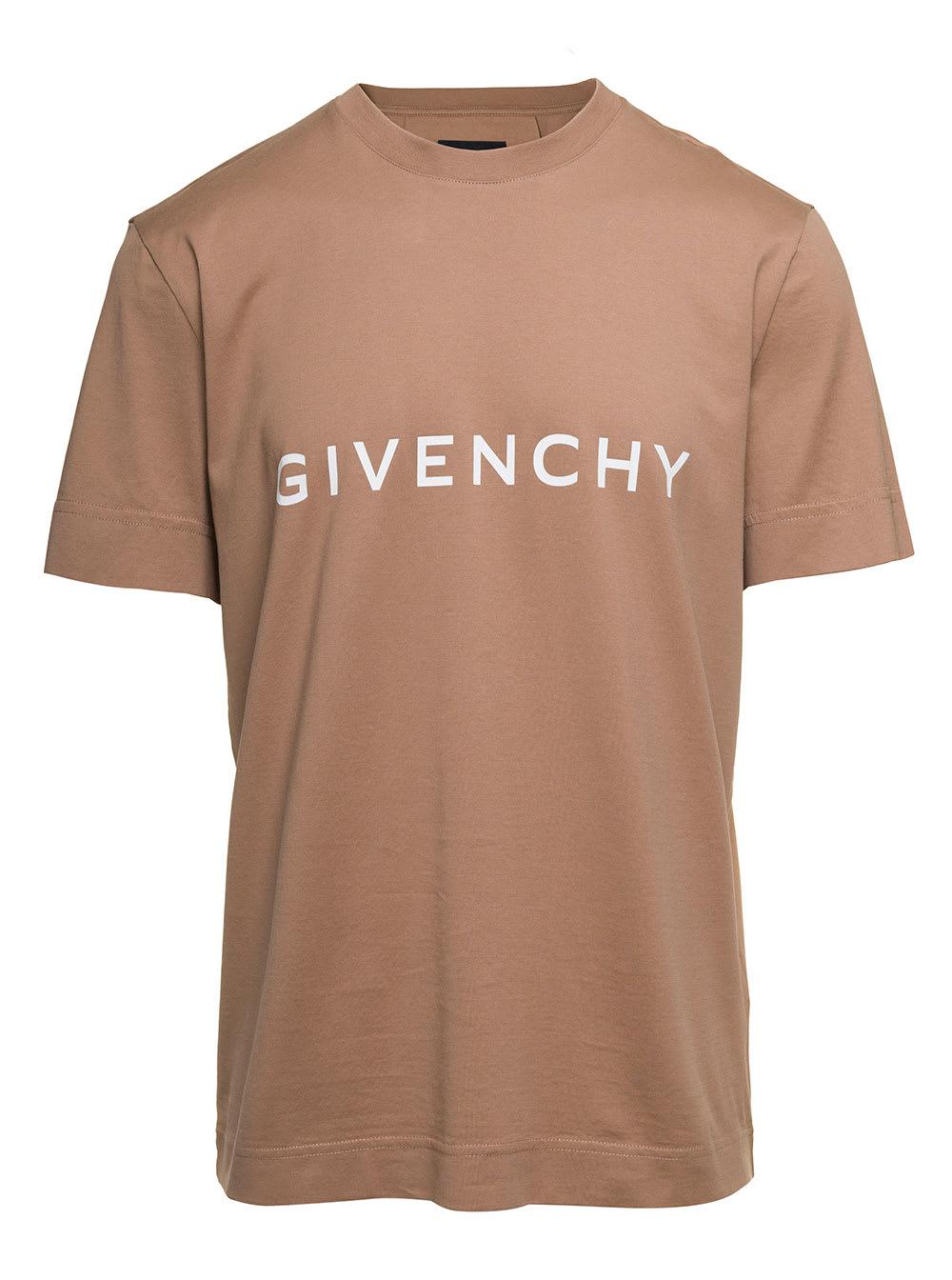 Givenchy Crewneck T-shirt With Printed Logo In Brown Cotton for 