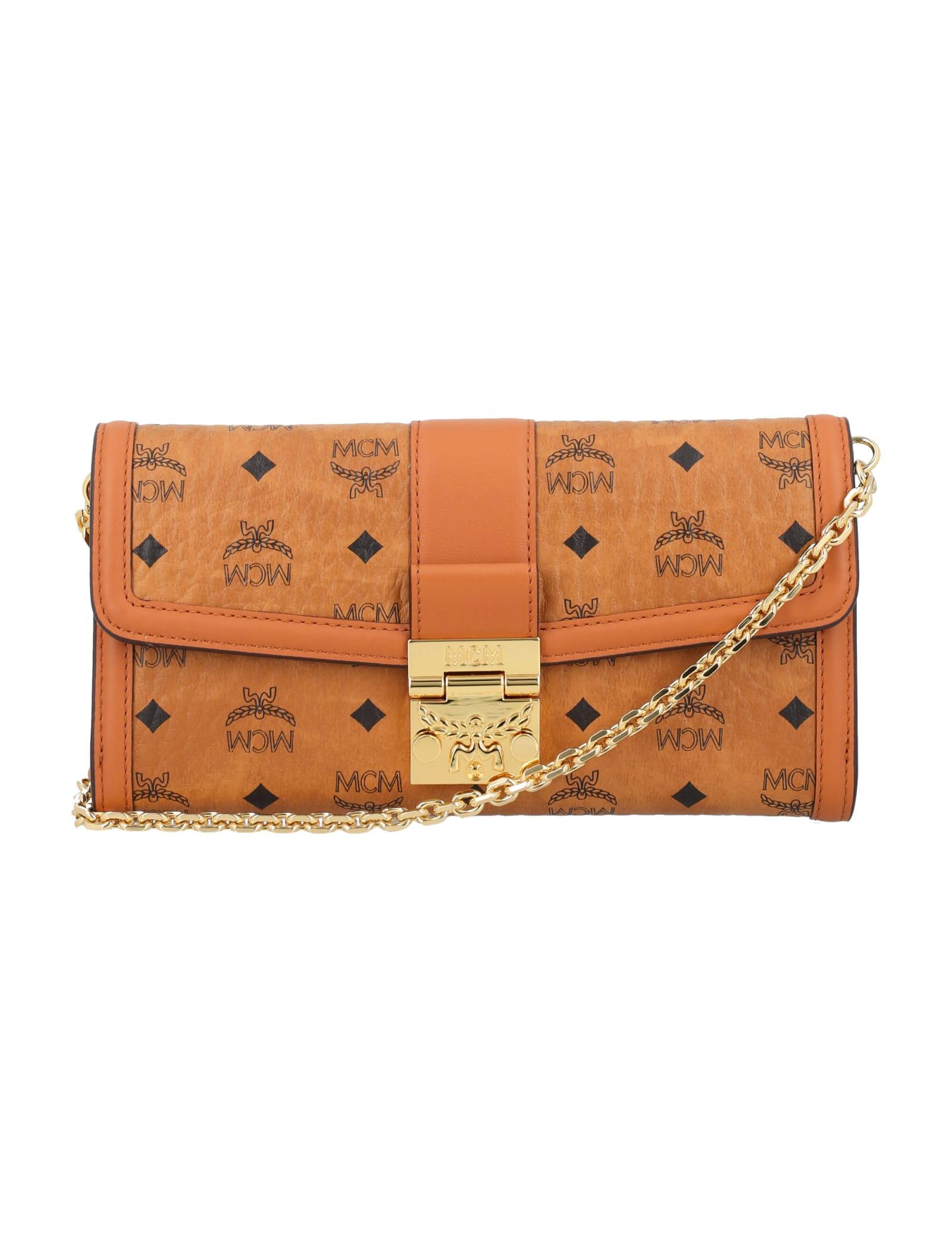 MCM Tracy Chain Wallet in Brown | Lyst