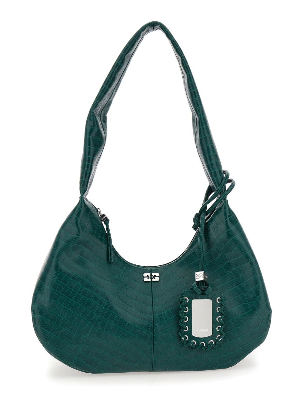 【関税&送料込】Ganni Medium Croco Hobo Bag Pineneedle Green Croco Medium Hobo Bag | GANNI US