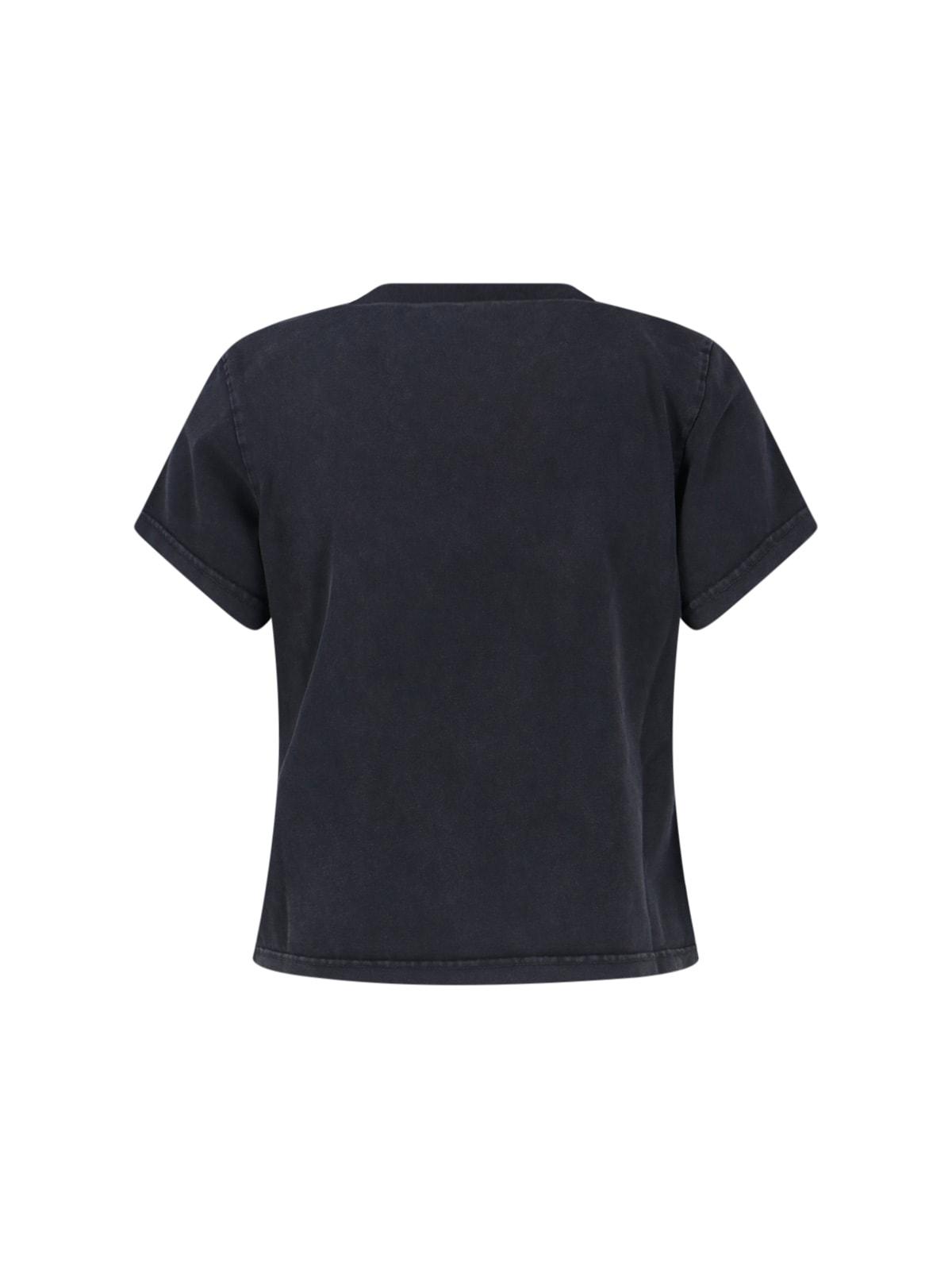 トップス ALEXANDER WANG NYLON SHIRTS ALEXANDER WANG - NYLON SHORT T-SHIRT WITH RHINESTONES