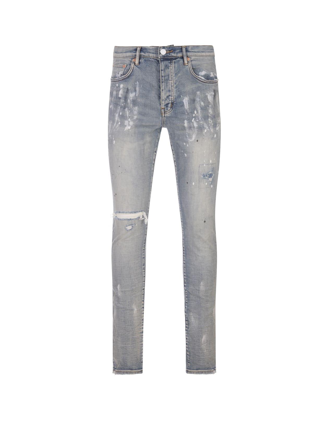 Purple Brand P001 Light Paint Blowout Jeans in Gray for Men