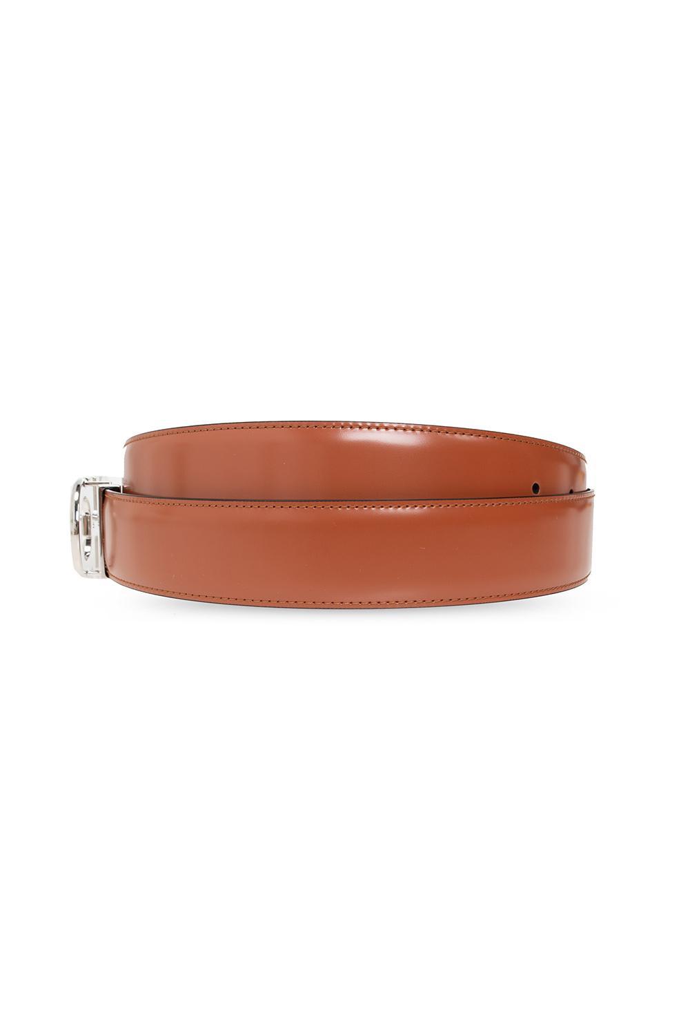 Ferragamo, Grained leather gold buckle reversible belt