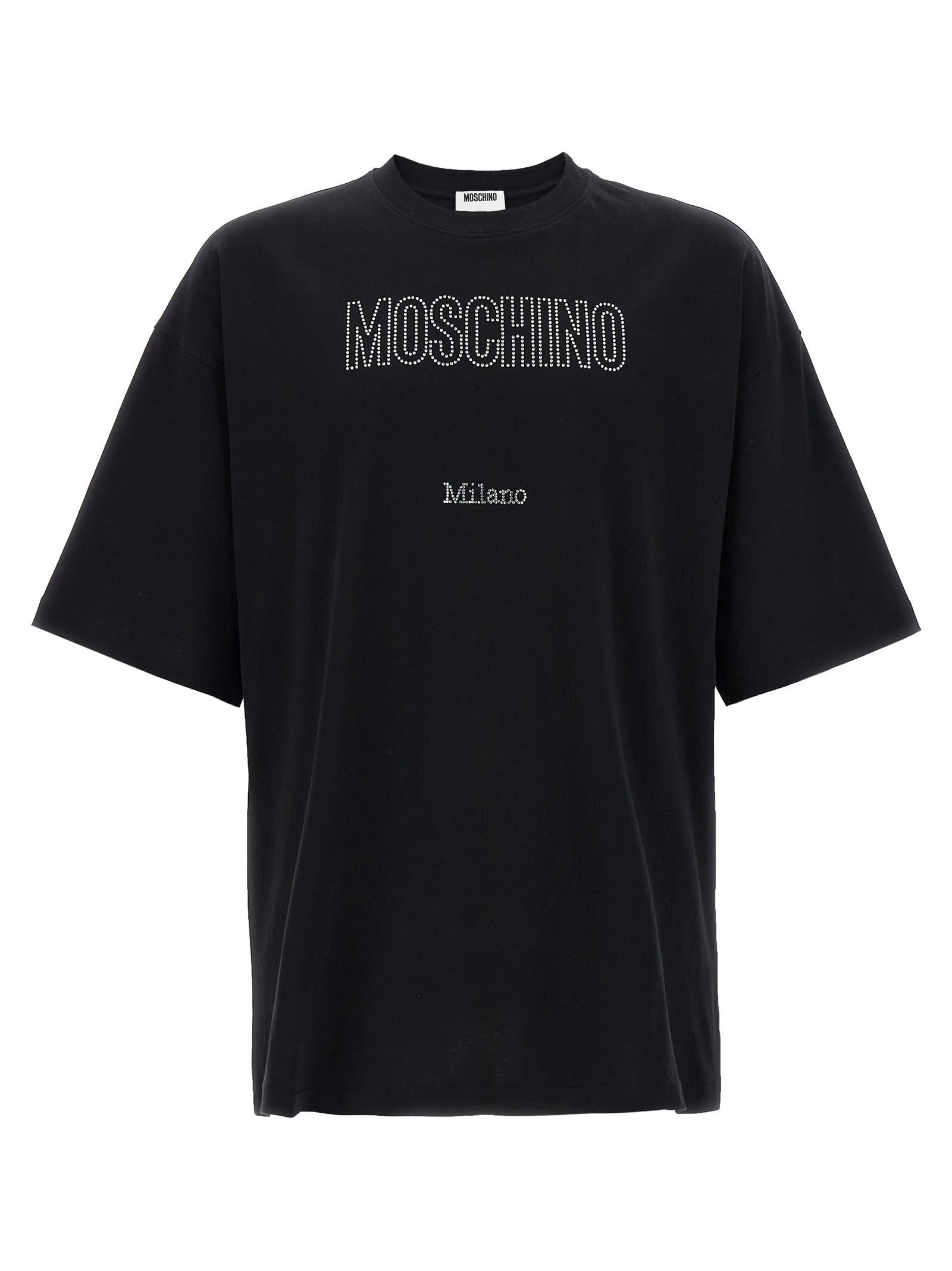 Tシャツ・カットソー Moschino Rhinestone logo T-shirt Moschino - Rhinestone T-Shirt For Girl - annameglio.com shop