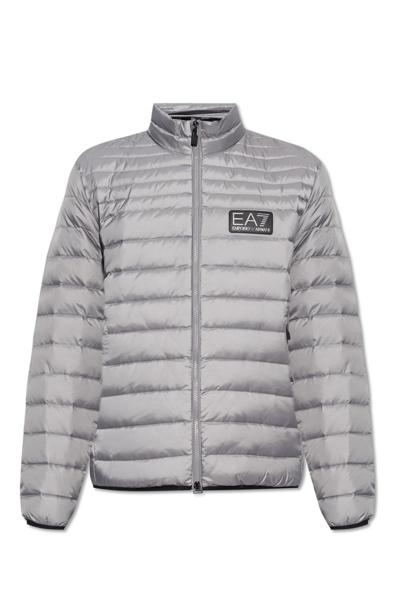 EA7 Down Jacket With Logo in Gray for Men | Lyst