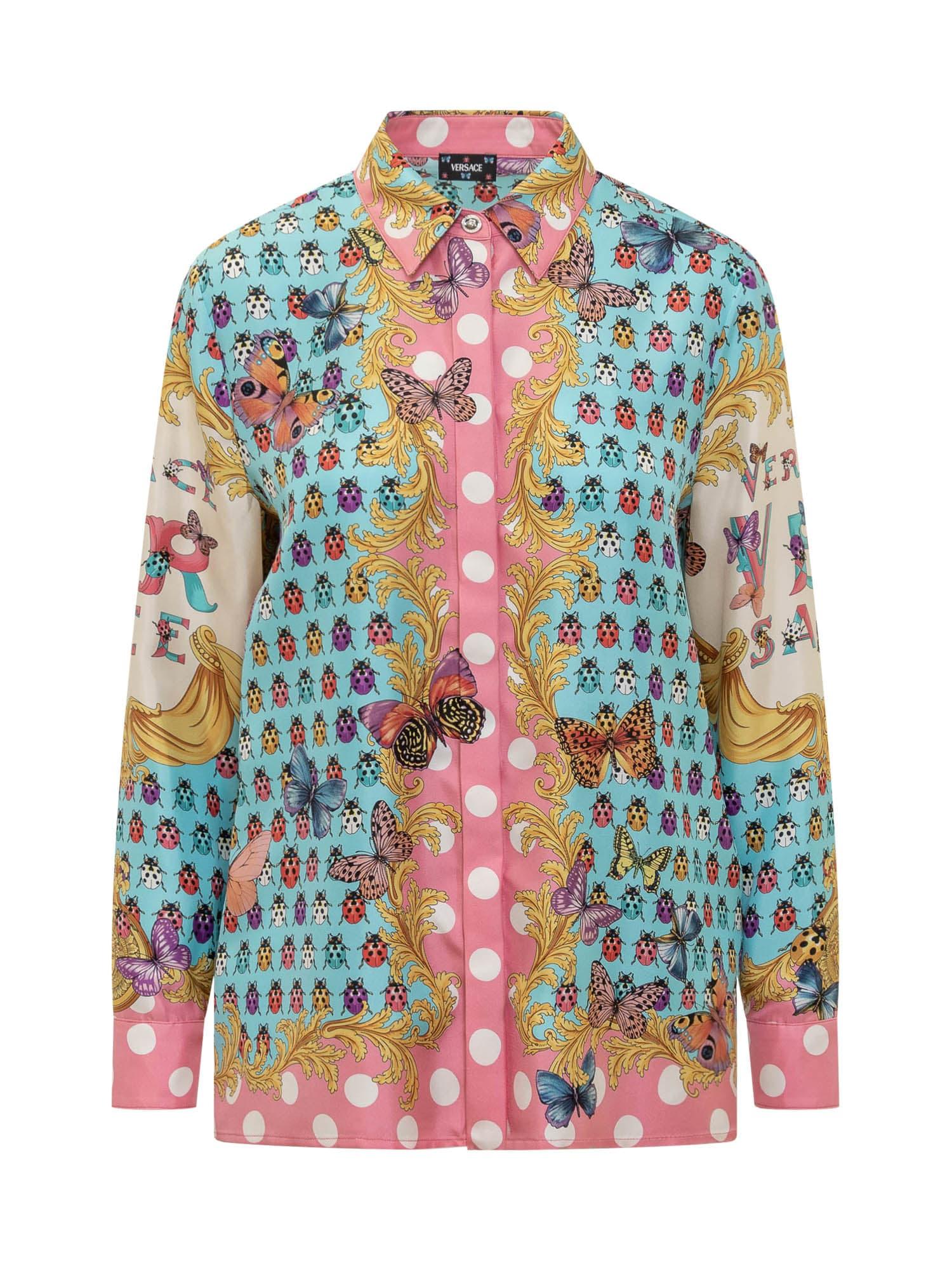 Versace Silk Shirt With Butterflies in Blue | Lyst