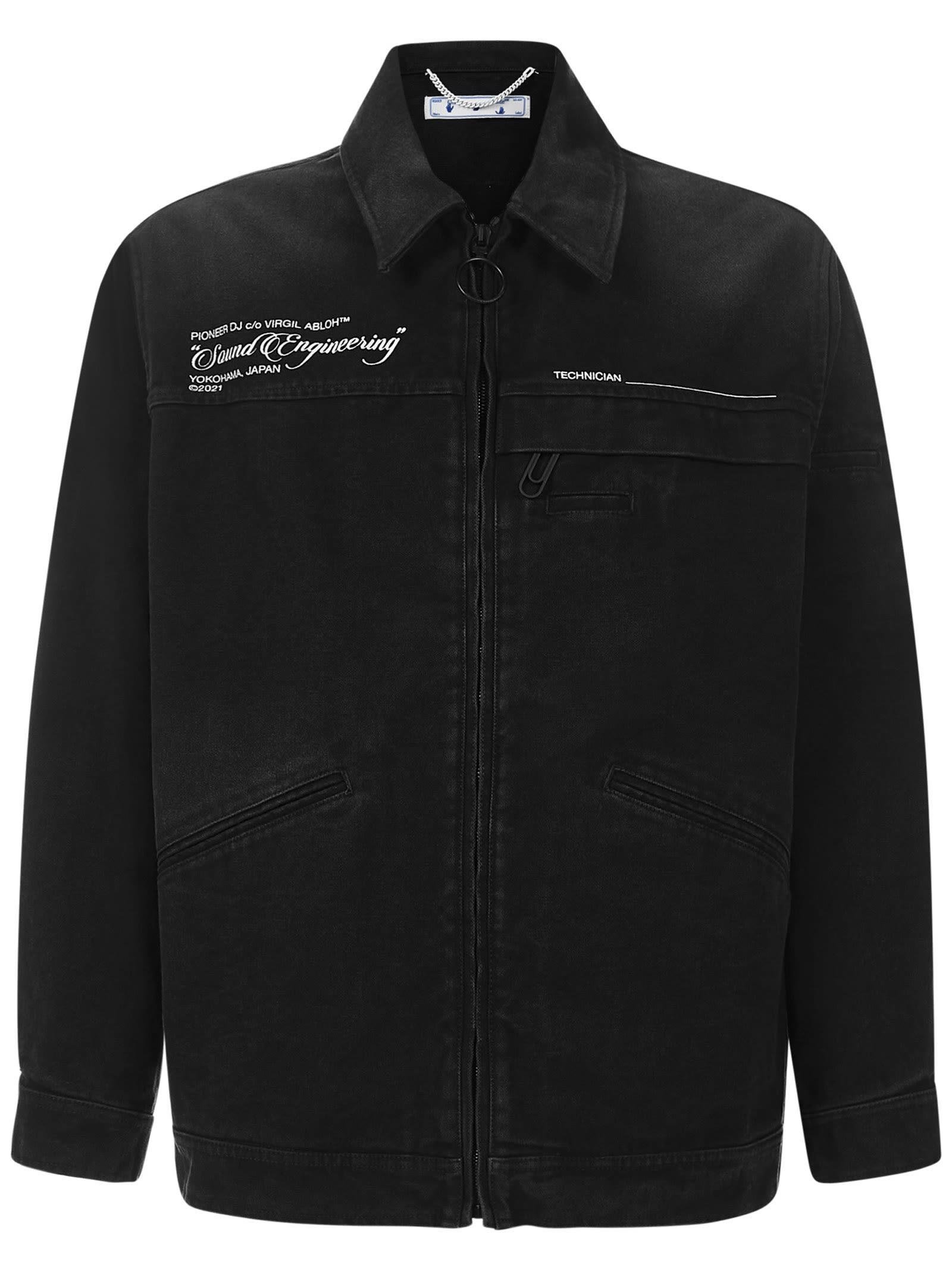 Off White Black Leather Jacket Virgil - RockStar Jacket
