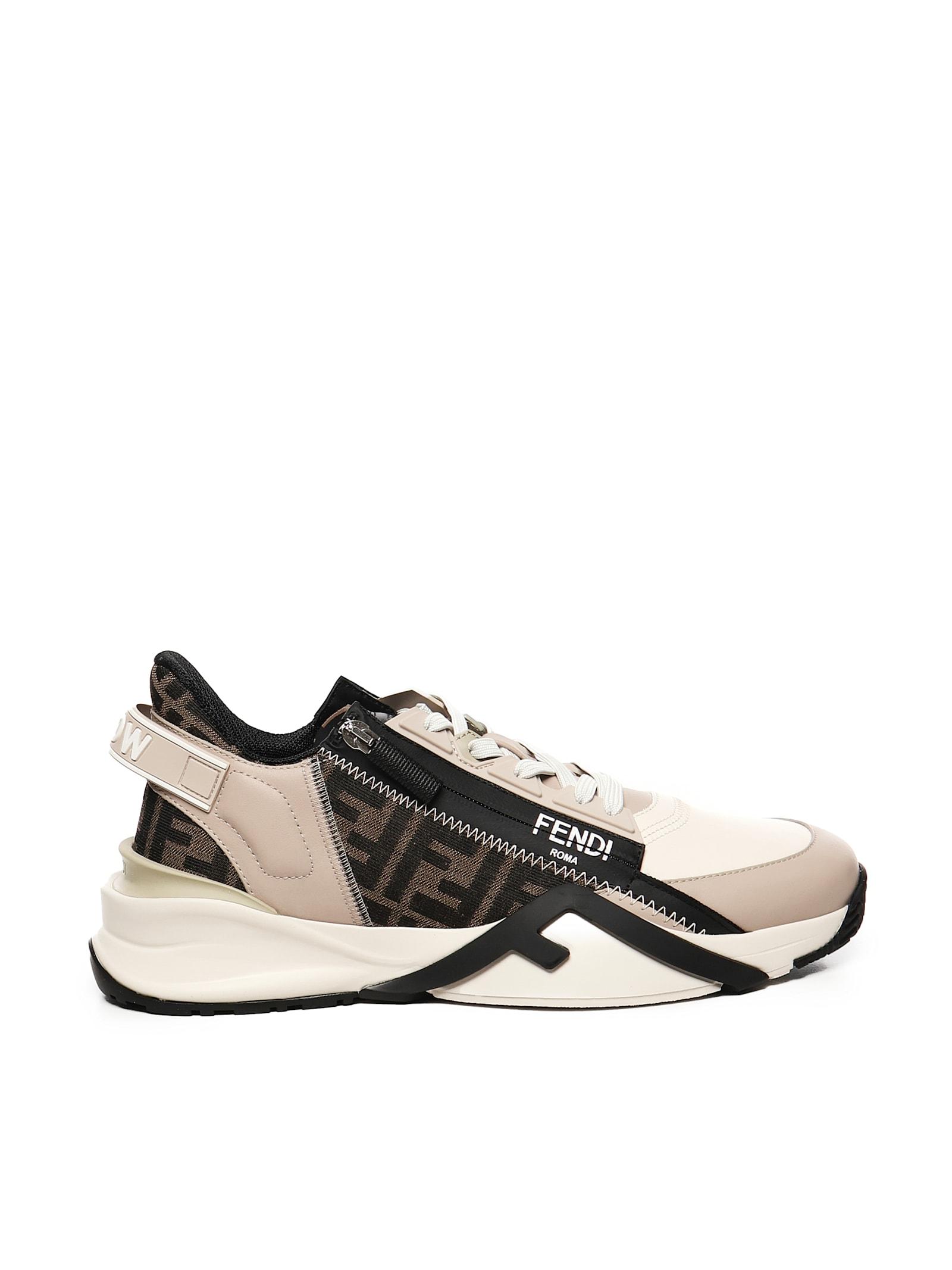 スニーカー FENDI MULTICOLOR LEATHER AND JACQUARD FENDI FLOW SNEAKERS Fendi Multicolor Leather And Jacquard Flow Sneakers
