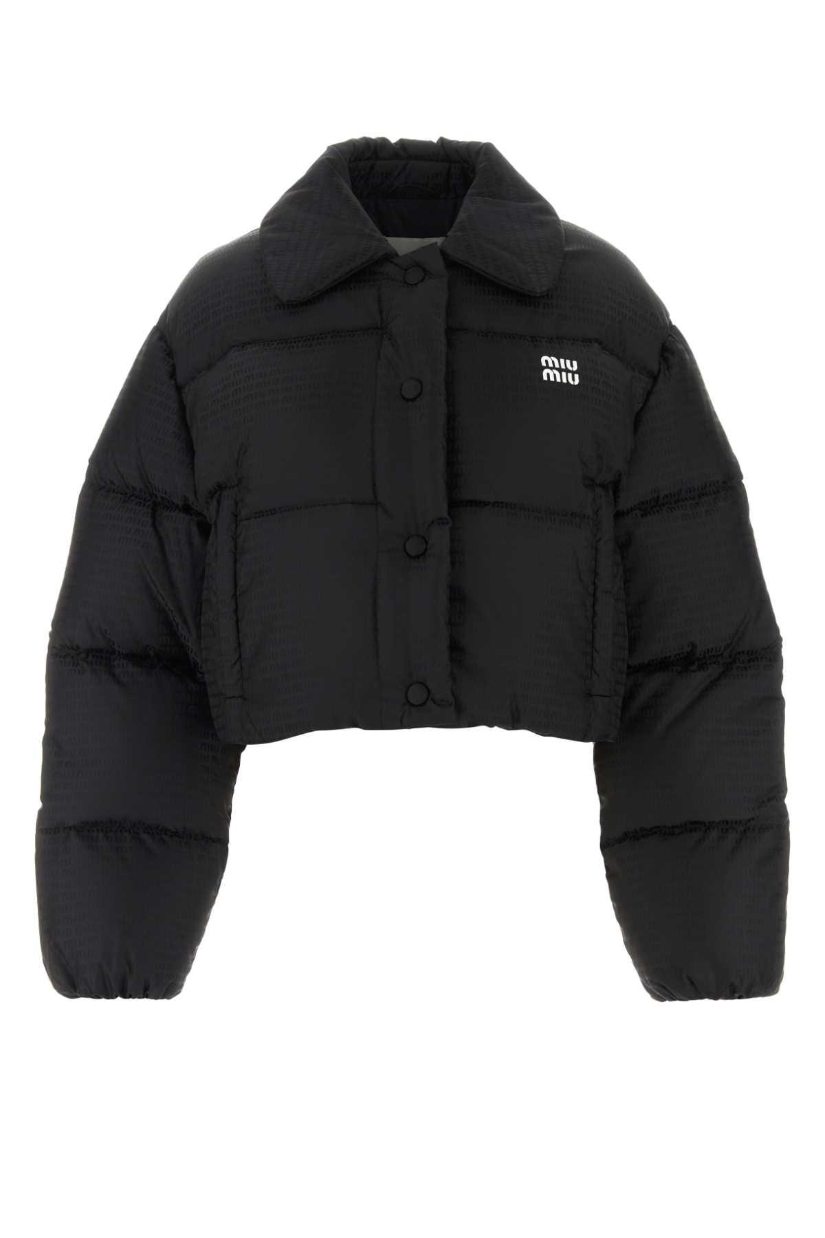 ダウンジャケット・コート Miu Miu Black Cotton Down Jacket Miu Miu Miu Miu Allover Logo Printed Down Jacket - Coats