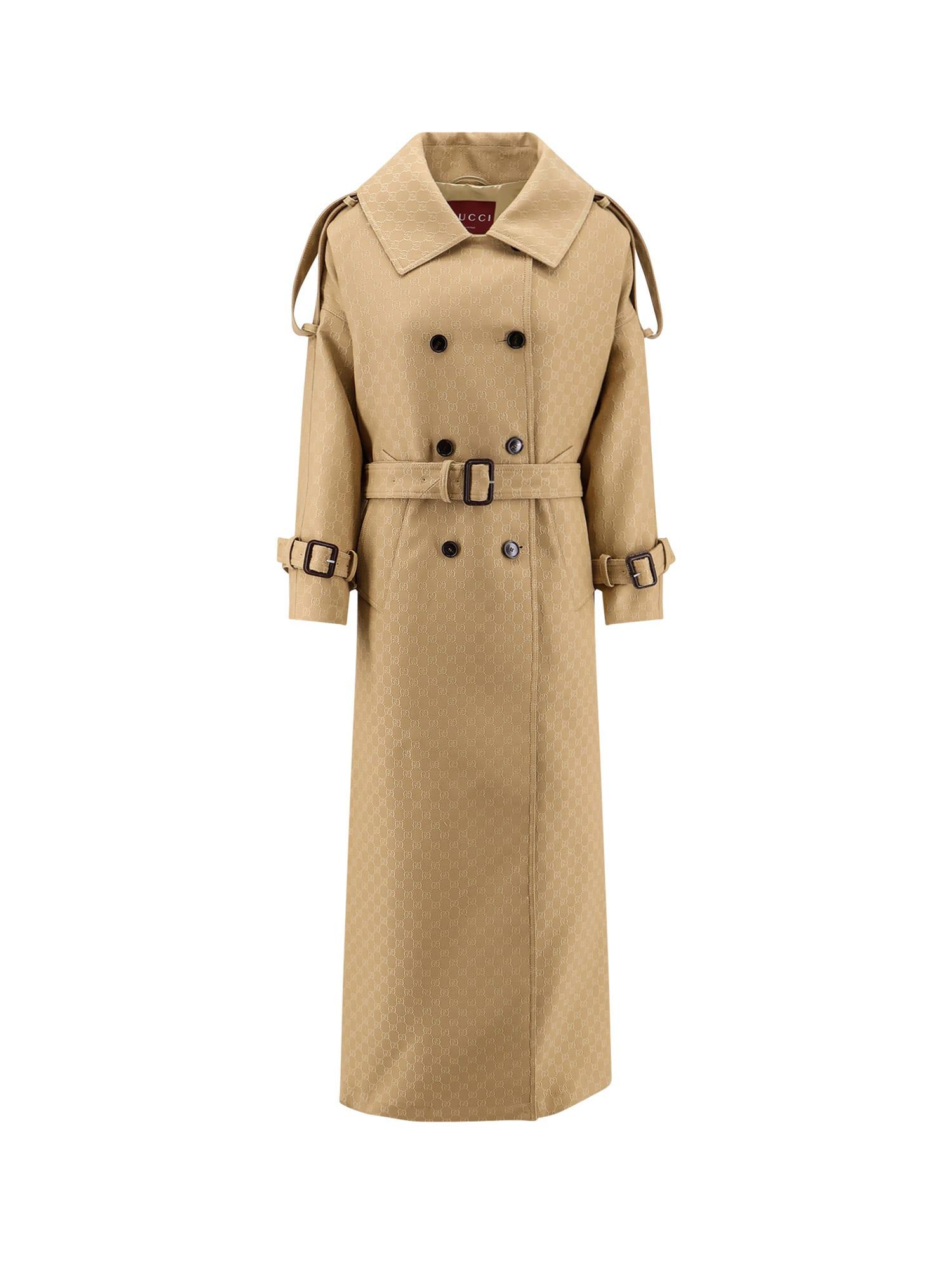 コート GUCCI Wool and silk crepe coat with all-over GG motif Gucci Wool And Silk Crepe Coat With All-Over Gg Motif in