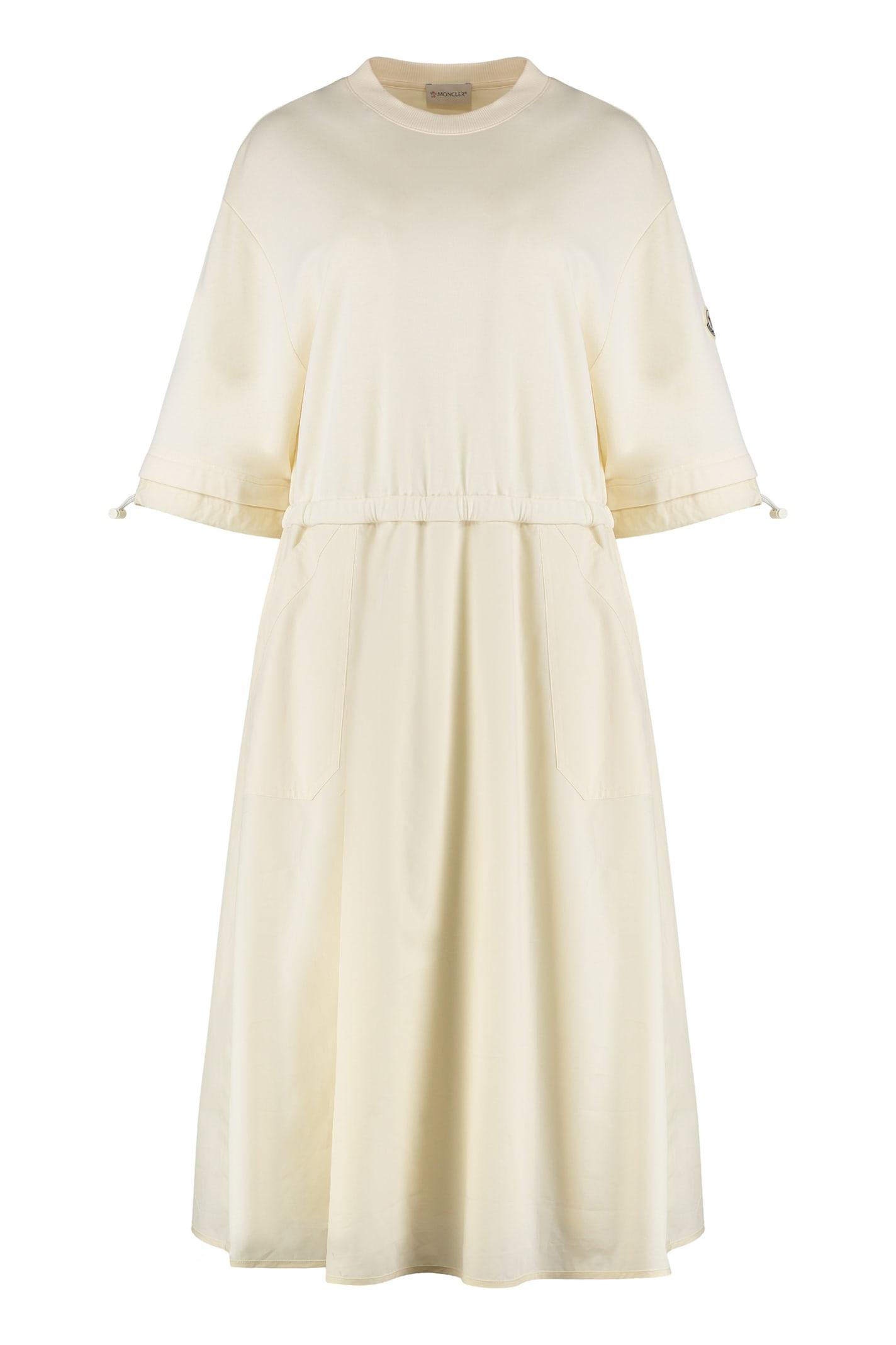 【関税＆送料込み】Moncler Dress Moncler drawstring-waist Midi Dress | White | FARFETCH