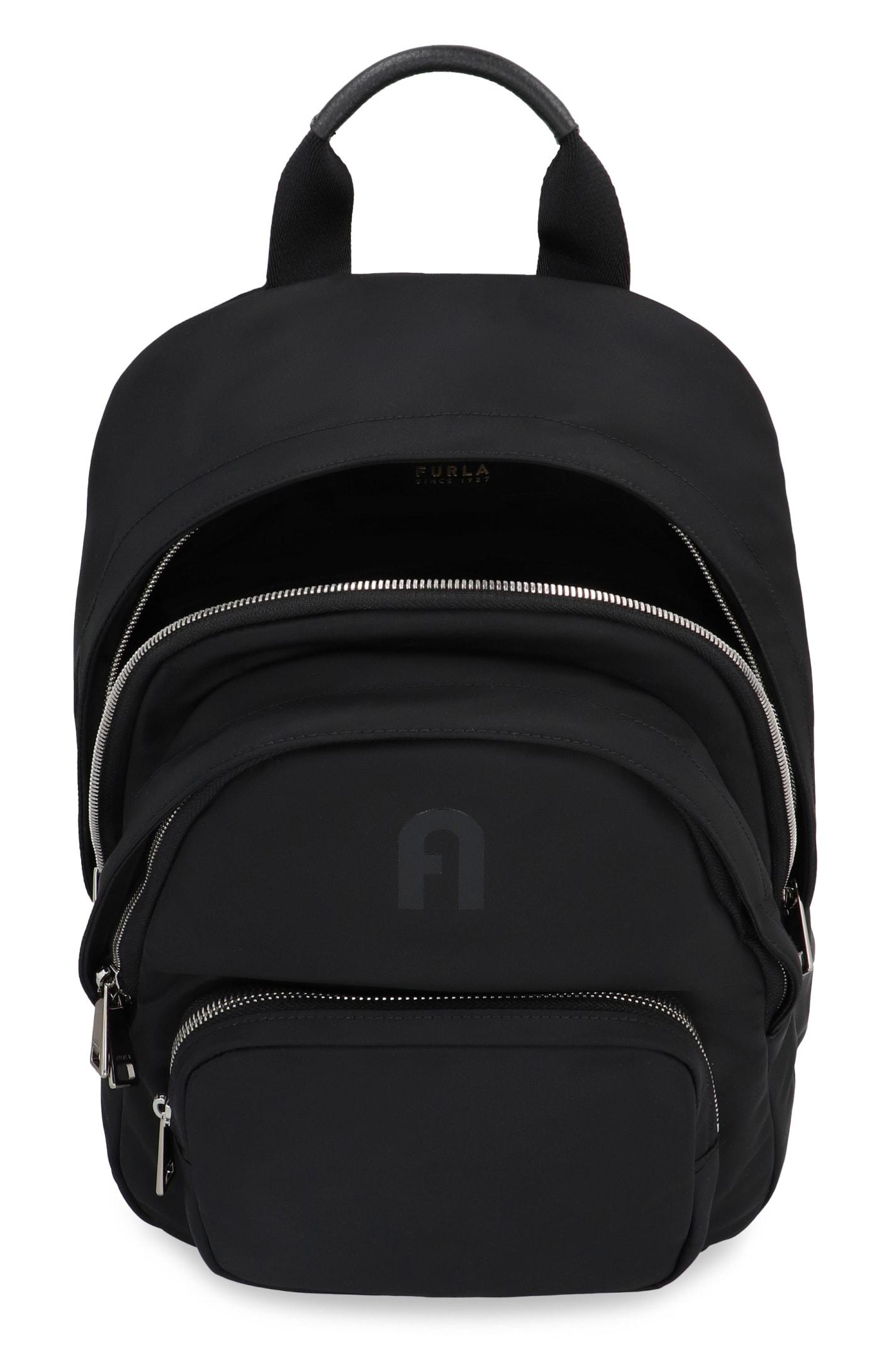 Furla backpack bag, 10”x7”x2.5”, black/red with side zipper. Pre-owned Furla Leather Exterior Backpack Bags & Handbags for Women  main image 4