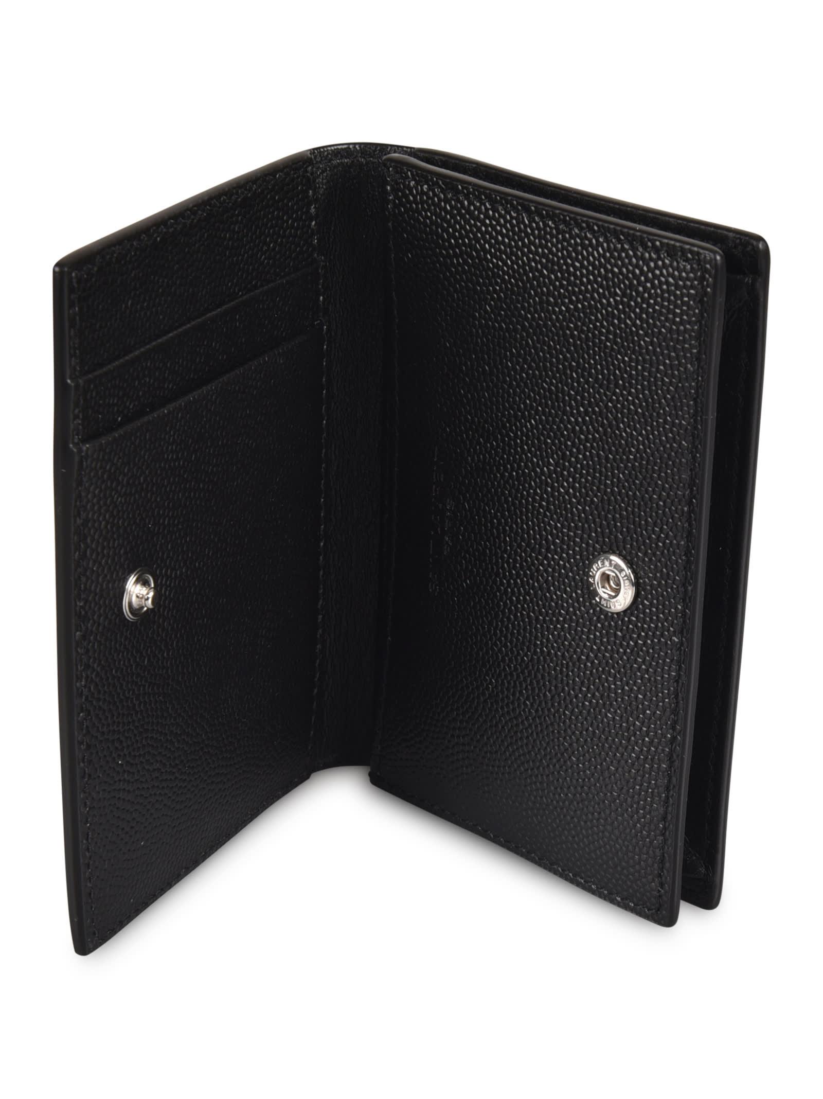 Saint Laurent Snap Button Logo Wallet in Black for Men