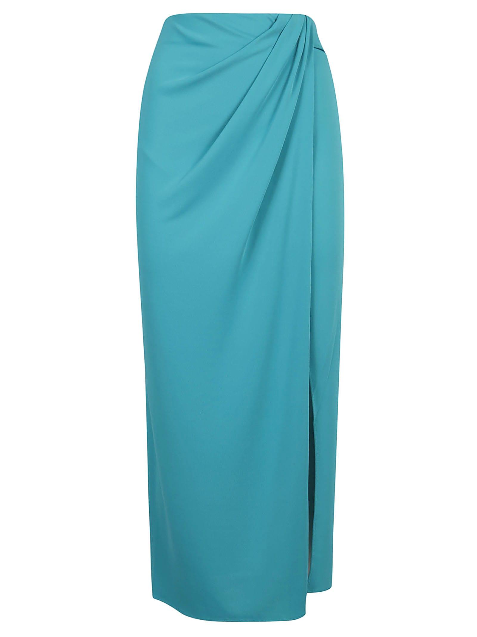 The Andamane Gabrielle Maxi Wrap Effect Maxi Skirt in Blue | Lyst