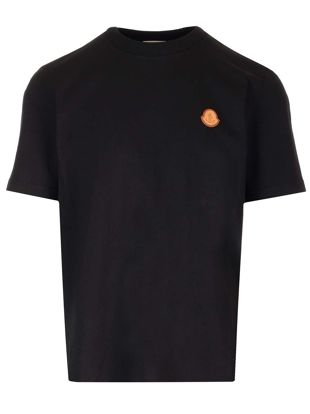 Moncler Black T shirt With Logo for Men Lyst UK