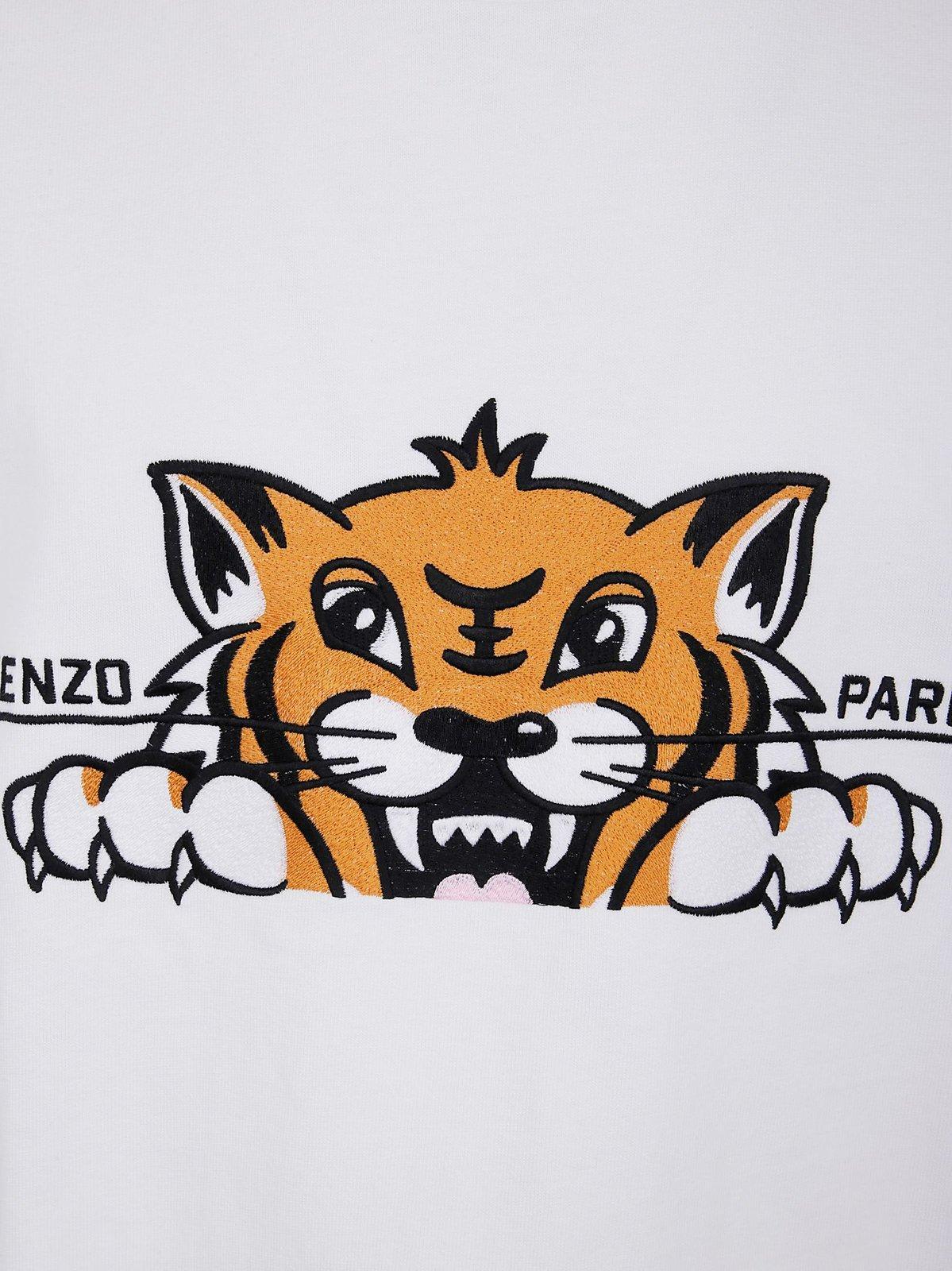 KENZO Gots Happy Tiger Crewneck T-Shirt in White for Men | Lyst