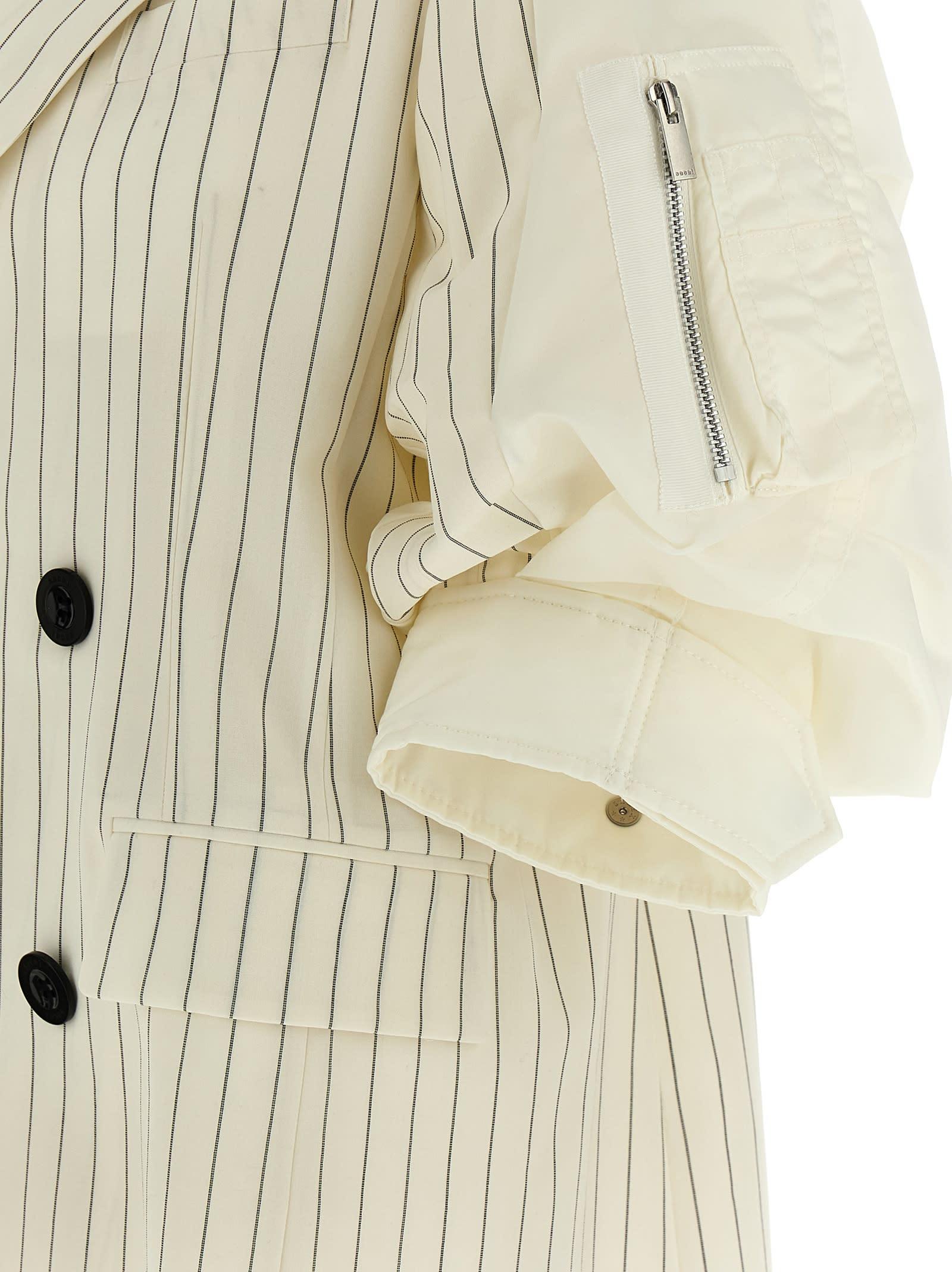 Sacai Balzer Double-breasted Wool And Silk Jackets White in Sacai Balzer Double-breasted Wool And Silk Jackets White in